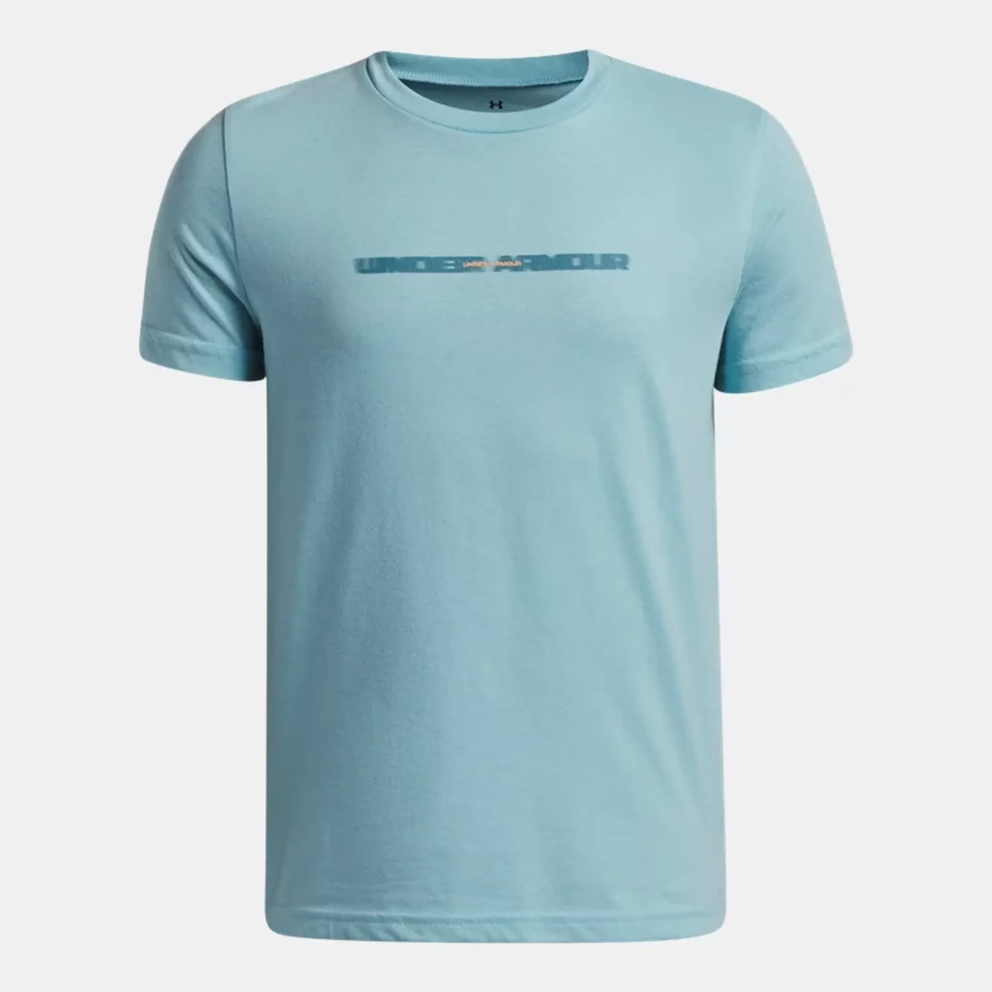 Under Armour  Wordmark Blur Boys' Short Sleeve Blue Haze / Orange Bloc YLG (59 - 63 in)