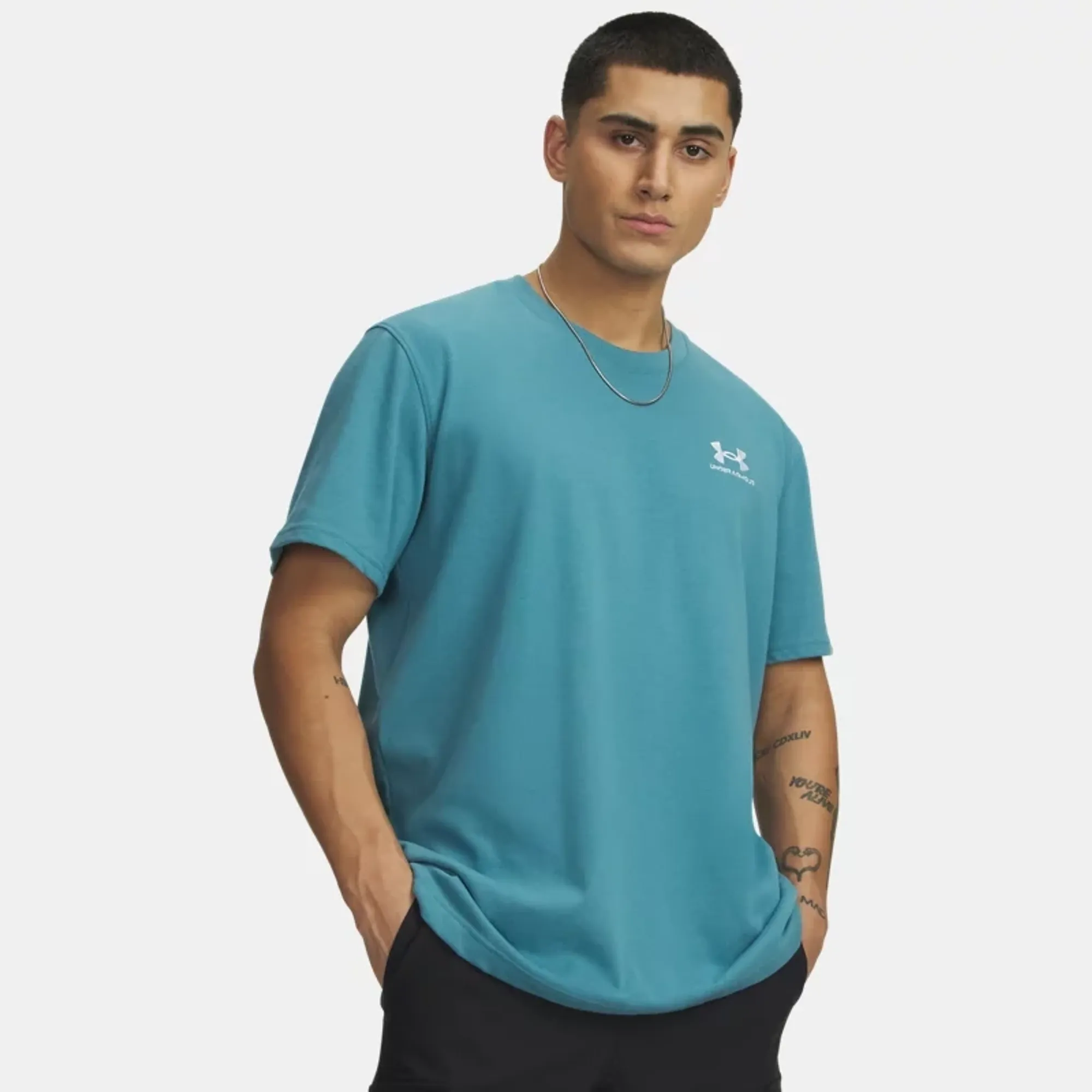 Under Armour  Logo Embroidered Heavyweight Men's Short Sleeve Boundless Blue / White L