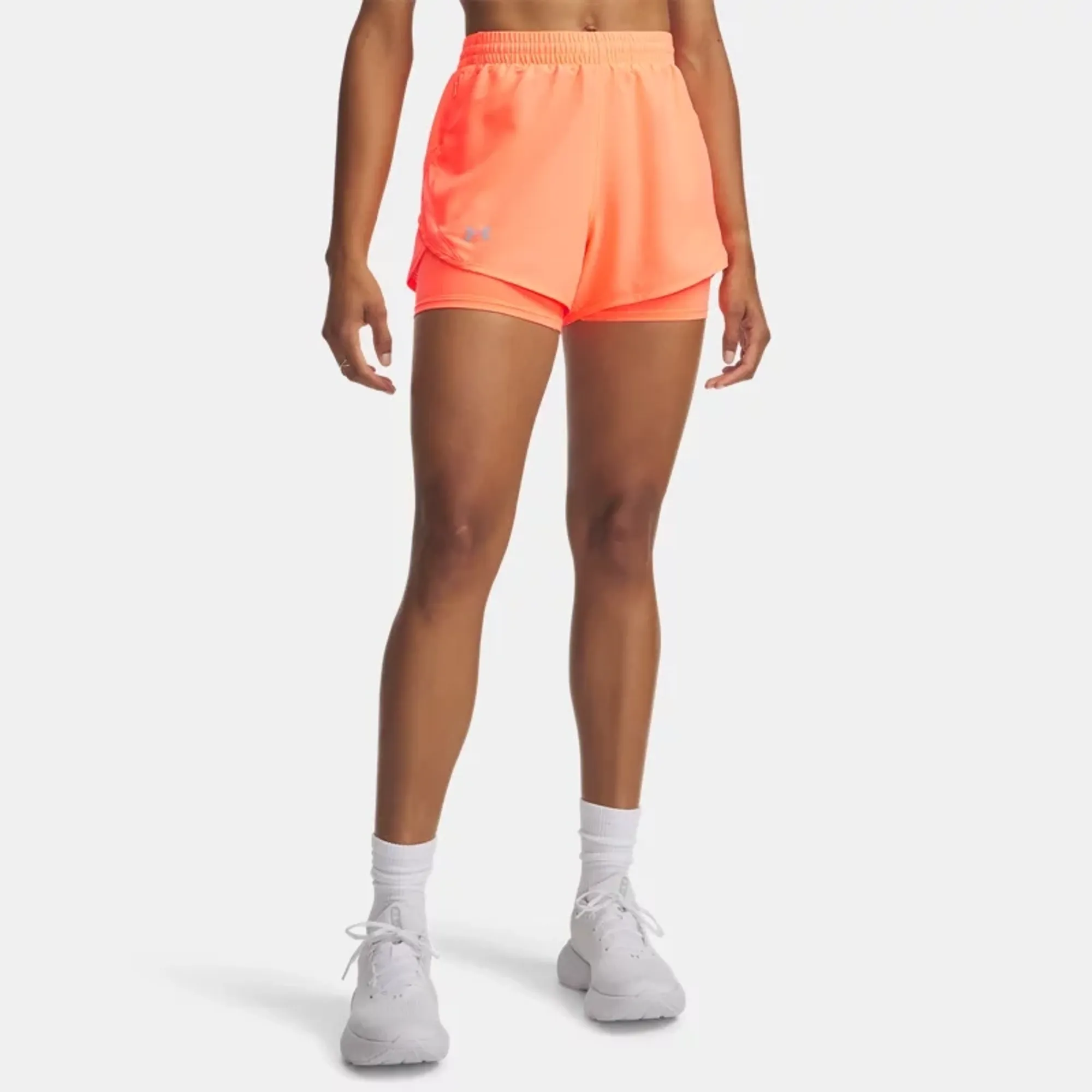 Under Armour  Fly-By Women's 2-in-1 Shorts Electric Tangerine / Electric Tangerine / Reflective L