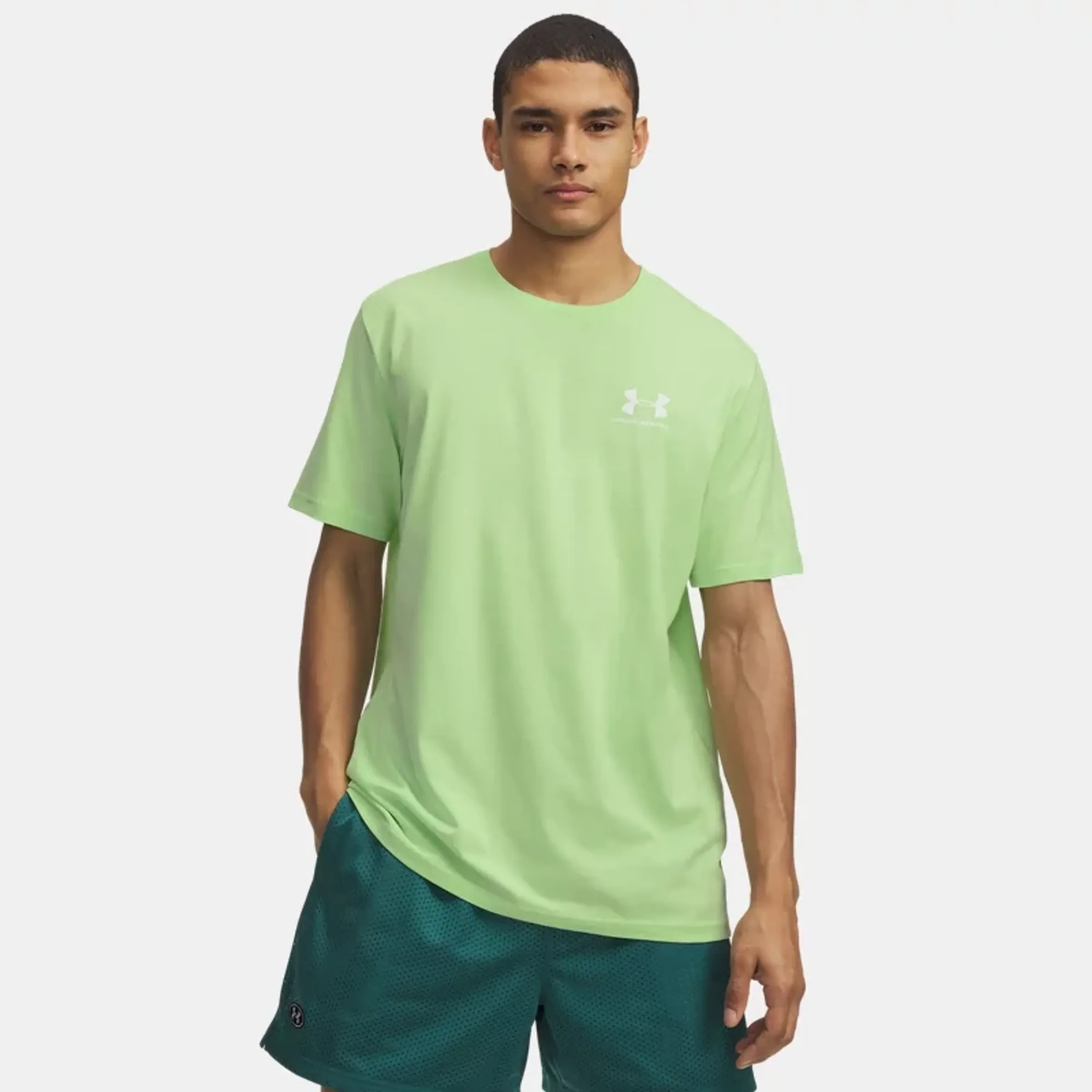 Under Armour  Left Chest Logo Men's Short Sleeve Lumos Lime / White L