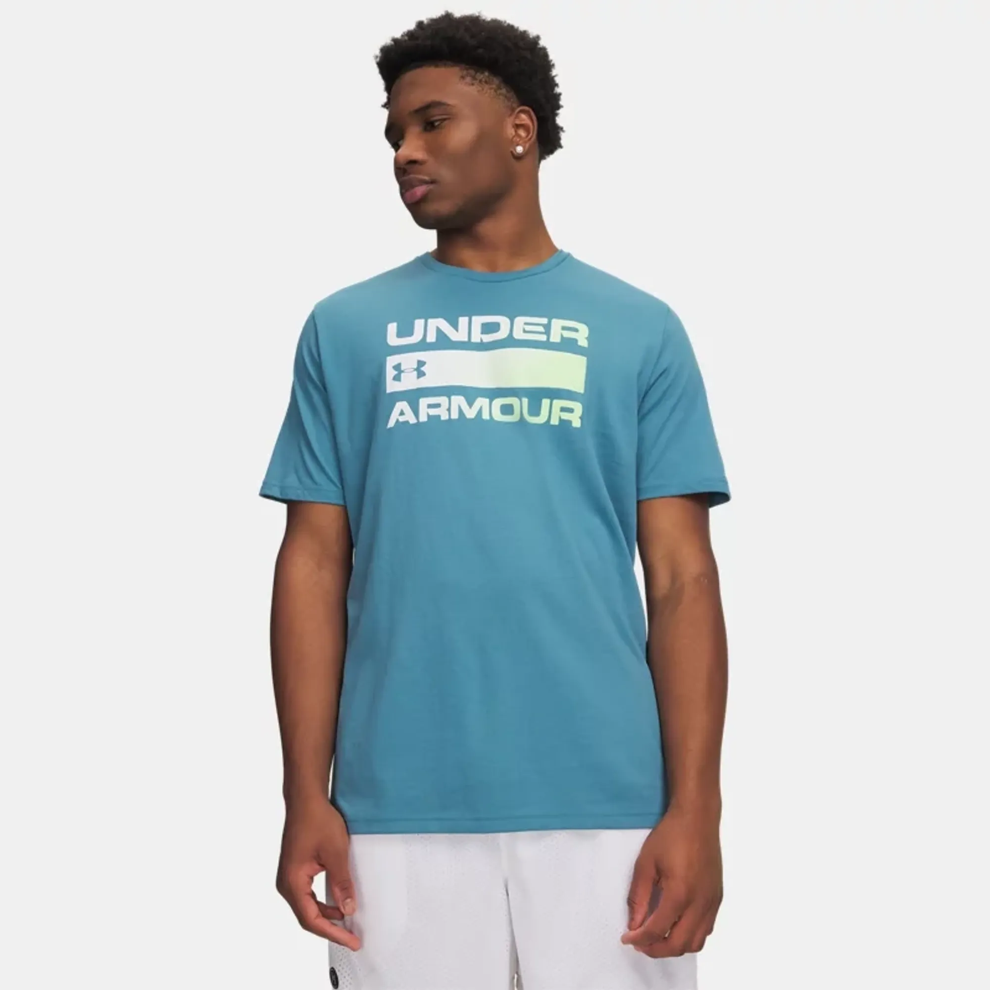 Under Armour  Team Issue Wordmark Men's Short Sleeve Boundless Blue / Lumos Lime L