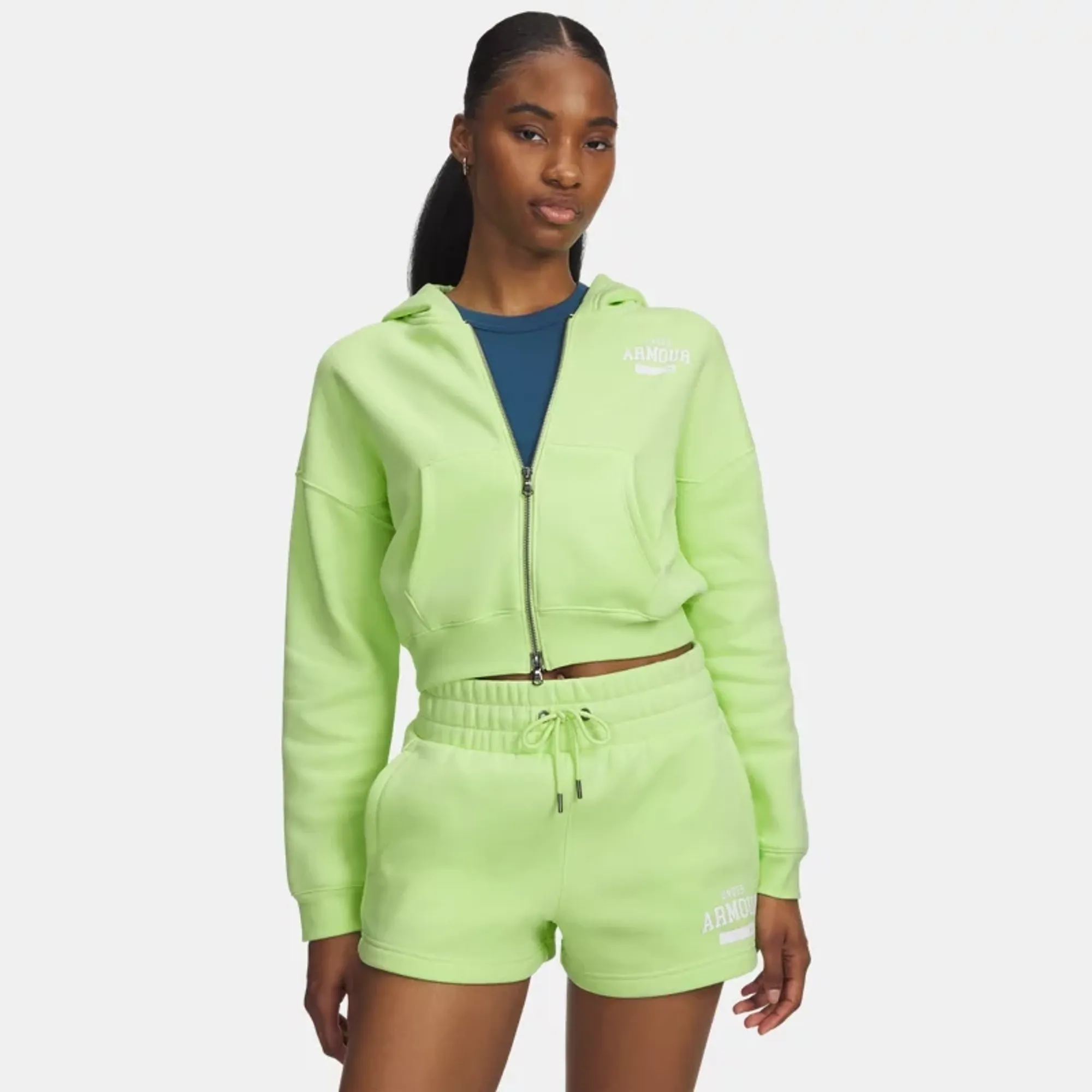 Under Armour Icon Fleece Women's Full Zip Lumos Lime / White L