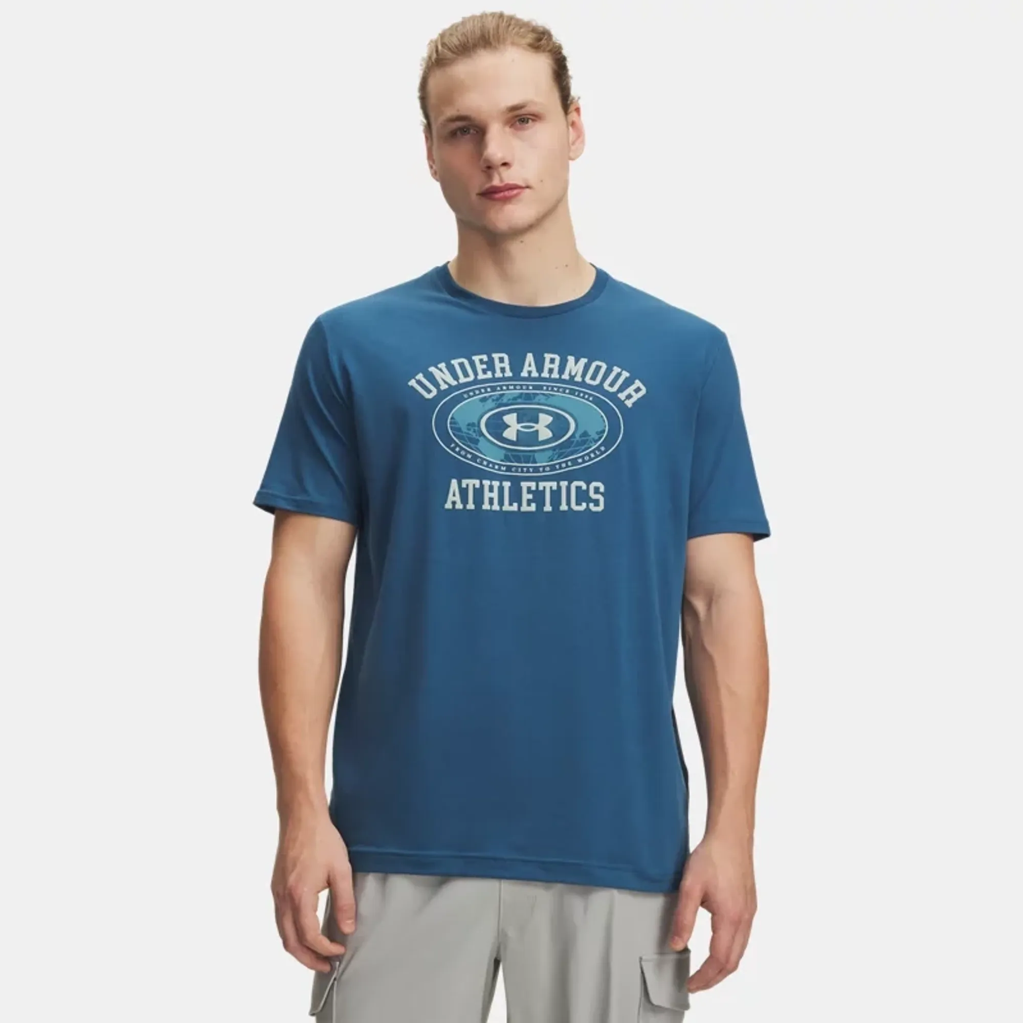 Under Armour Armour Globe Men's Short Sleeve Wham Blue / Atlas Green L
