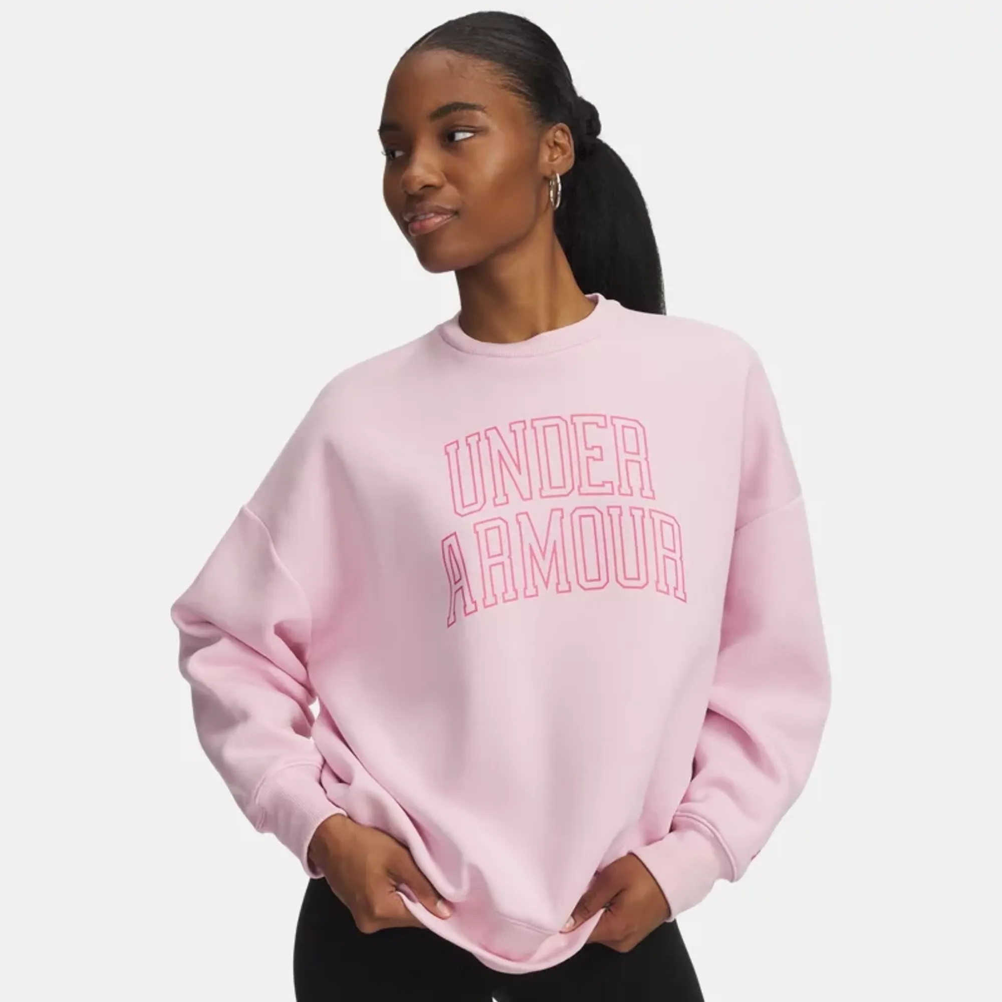 Under Armour Rival Fleece Varsity Women's Oversized Crew Prime Pink / Super Pink L