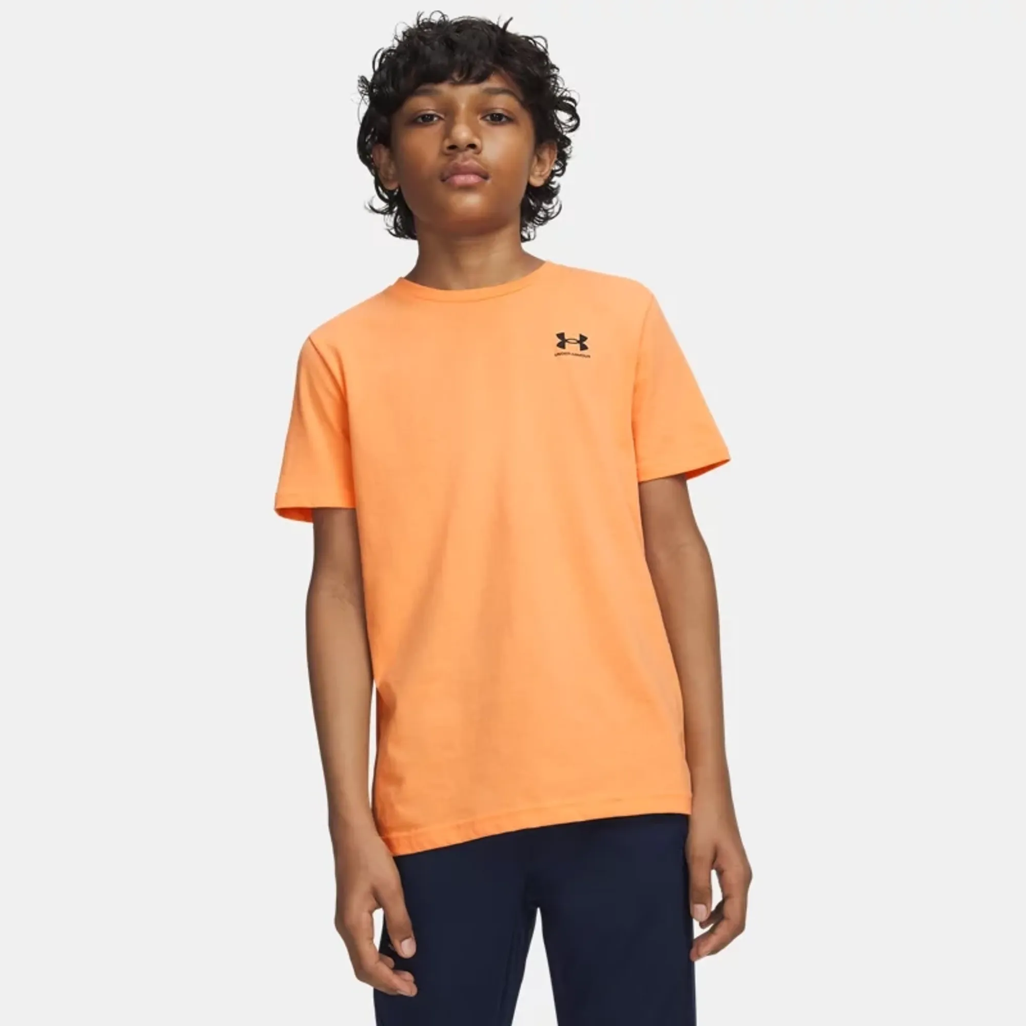 Under Armour  Sportstyle Boys' Short Sleeve Orange Bloc / Black YLG (59 - 63 in)
