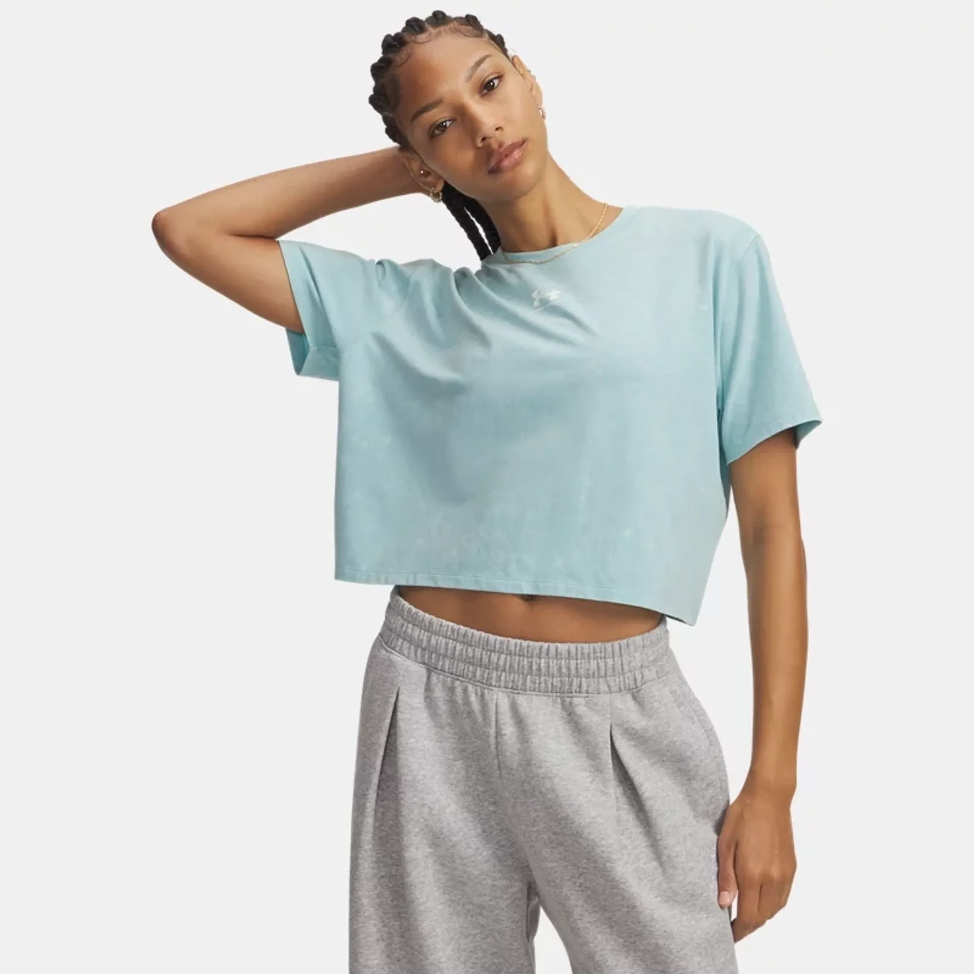 Under Armour  Rival Boxy Wash Women's T-Shirt Blue Haze / White L