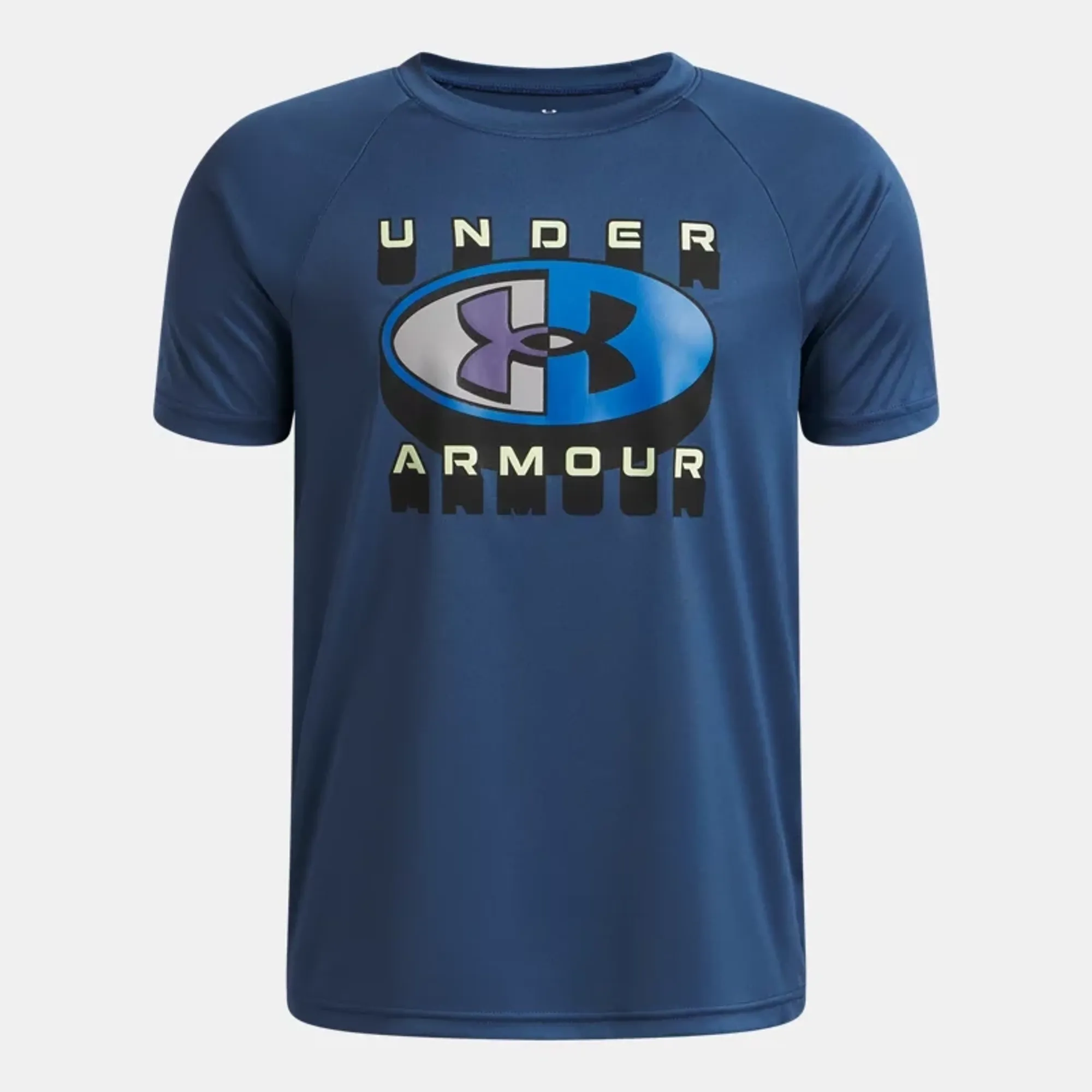 Under Armour Tech™ Graphic Boys' Short Sleeve Wham Blue / Lumos Lime YLG (59 - 63 in)