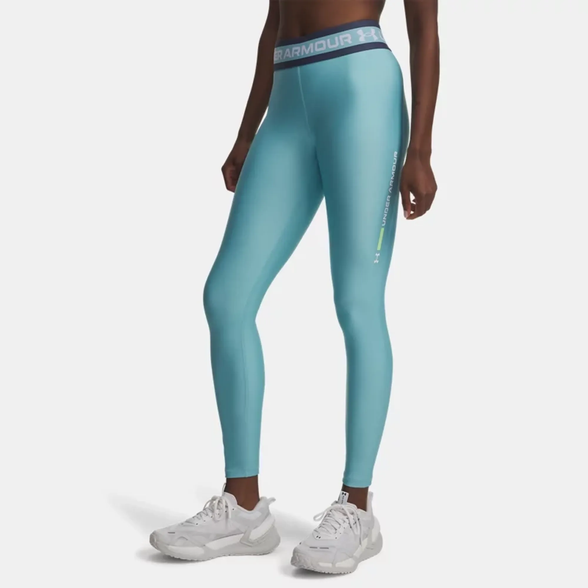 Under Armour Tech™ Branded Women's Leggings Blue Haze / Lumos Lime / White L