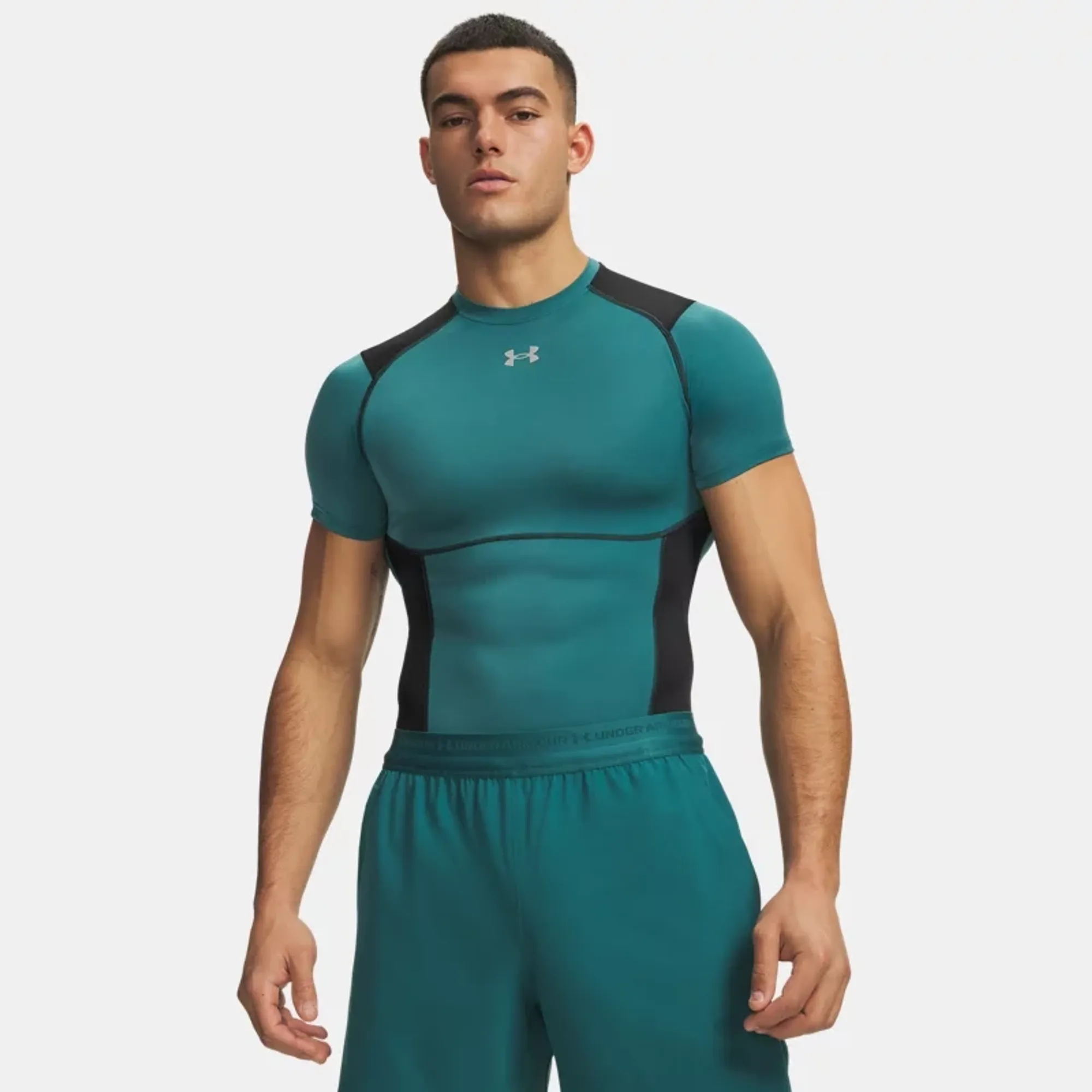 HeatGear® Elite Men's Compression Short Sleeve Rack Green / Ultimate Black / Reflective L