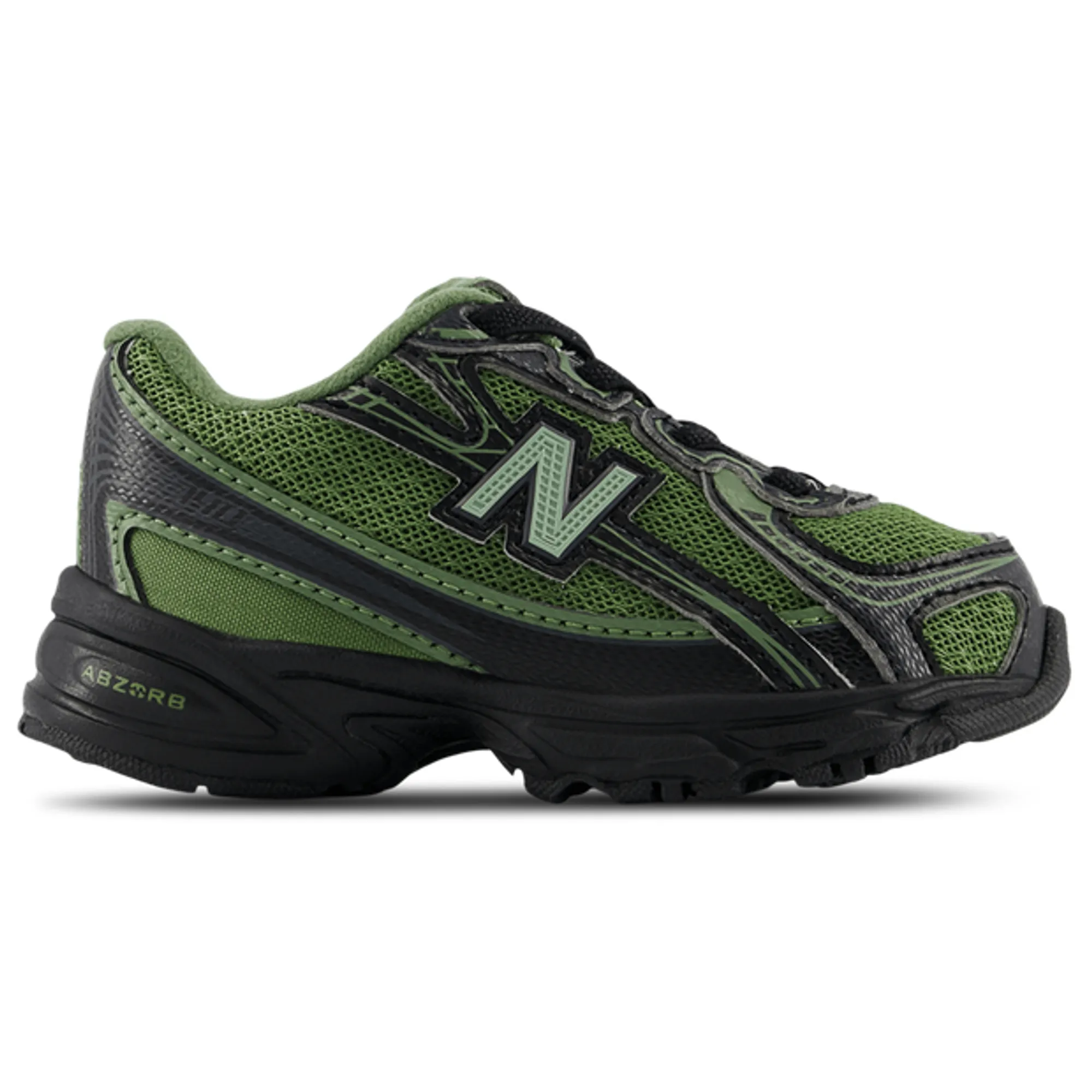 New Balance Infants 740 Bungee Lace in Green/Grey Synthetic