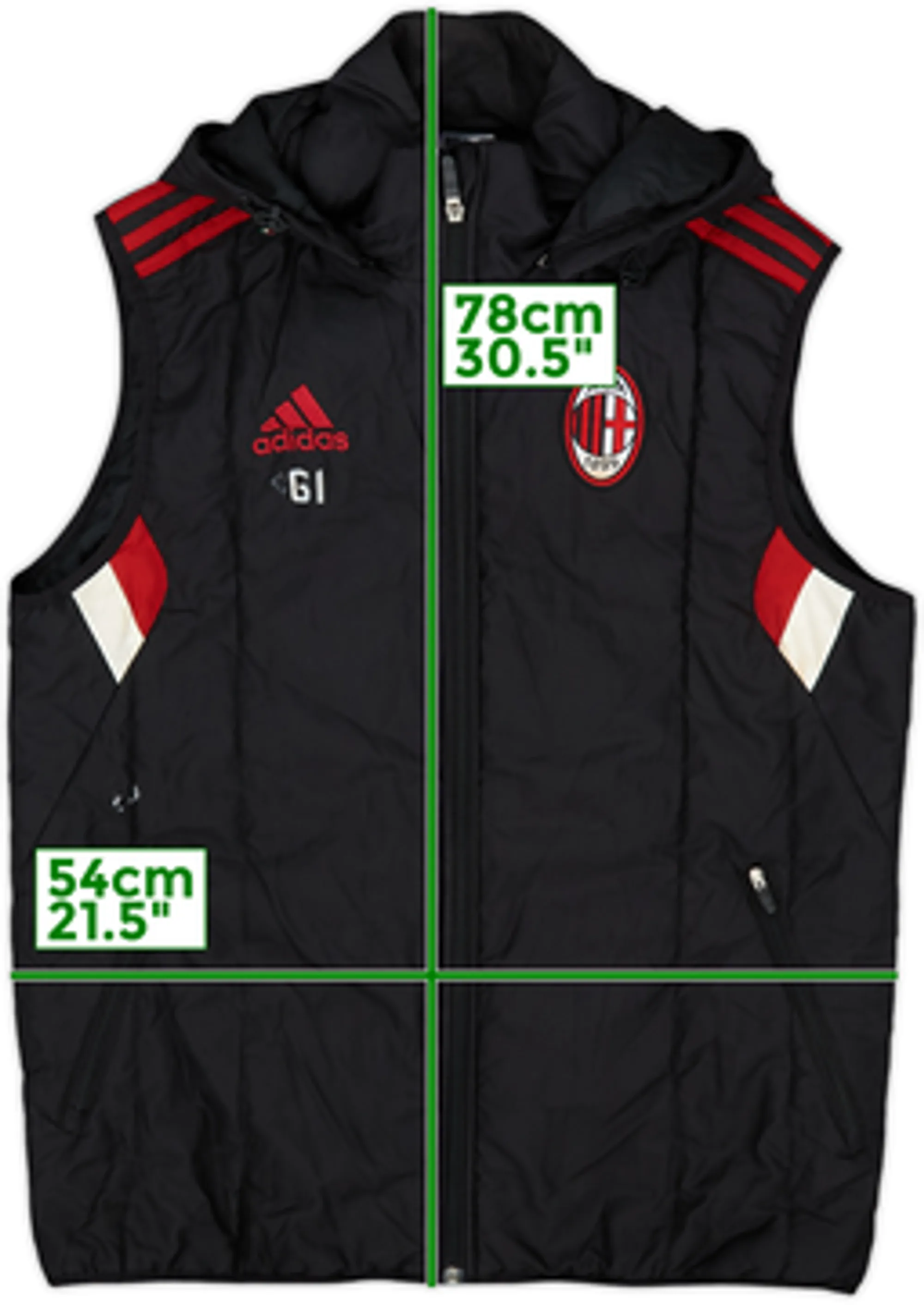 2014-15 AC Milan Staff Issue adidas Padded Gilet GI - 6/10 - (M)