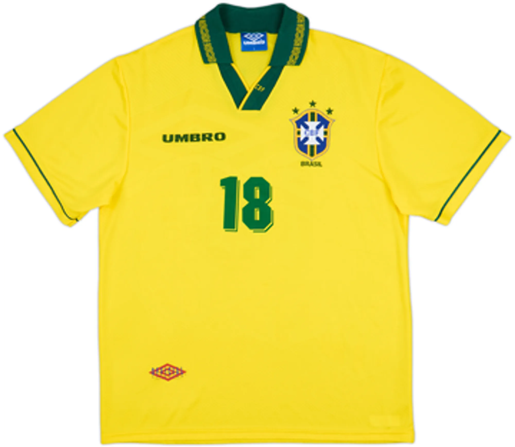 1993-94 Brazil Home Shirt Ronaldinho #18 - 8/10 - (L)
