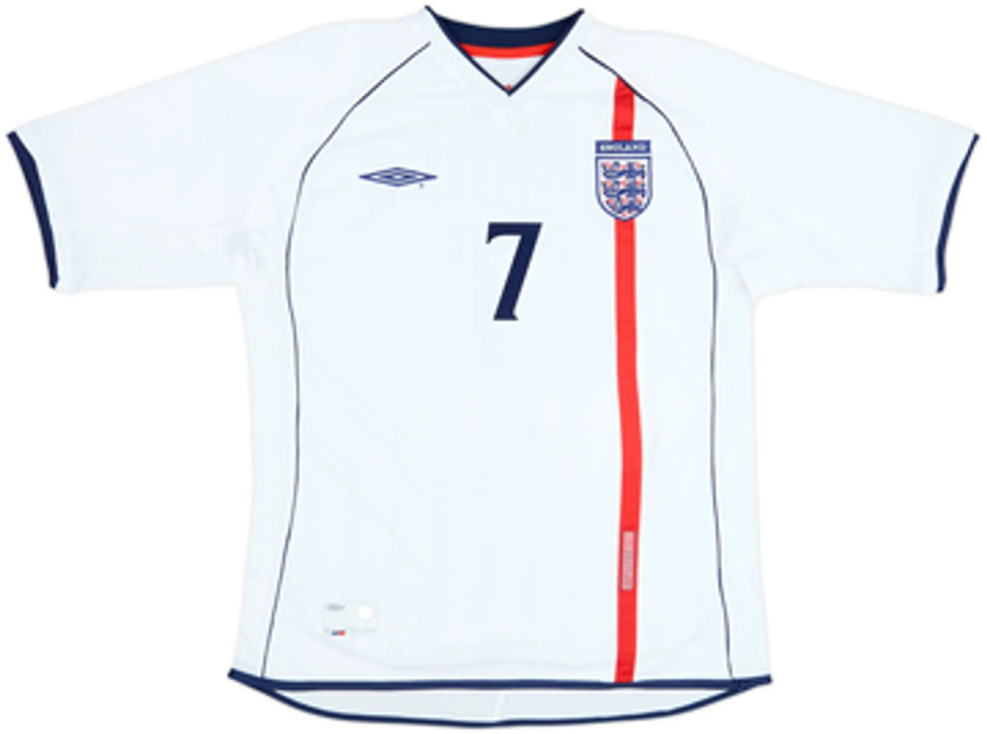 2001-03 England Home Shirt Beckham #7 - 9/10 - (XL)