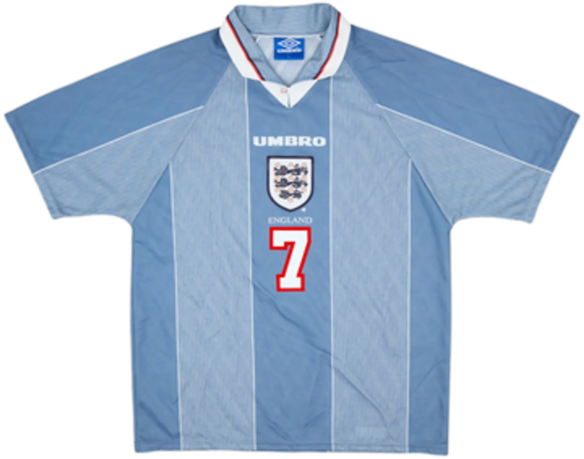 1996-97 England Away Shirt Beckham #7EXL