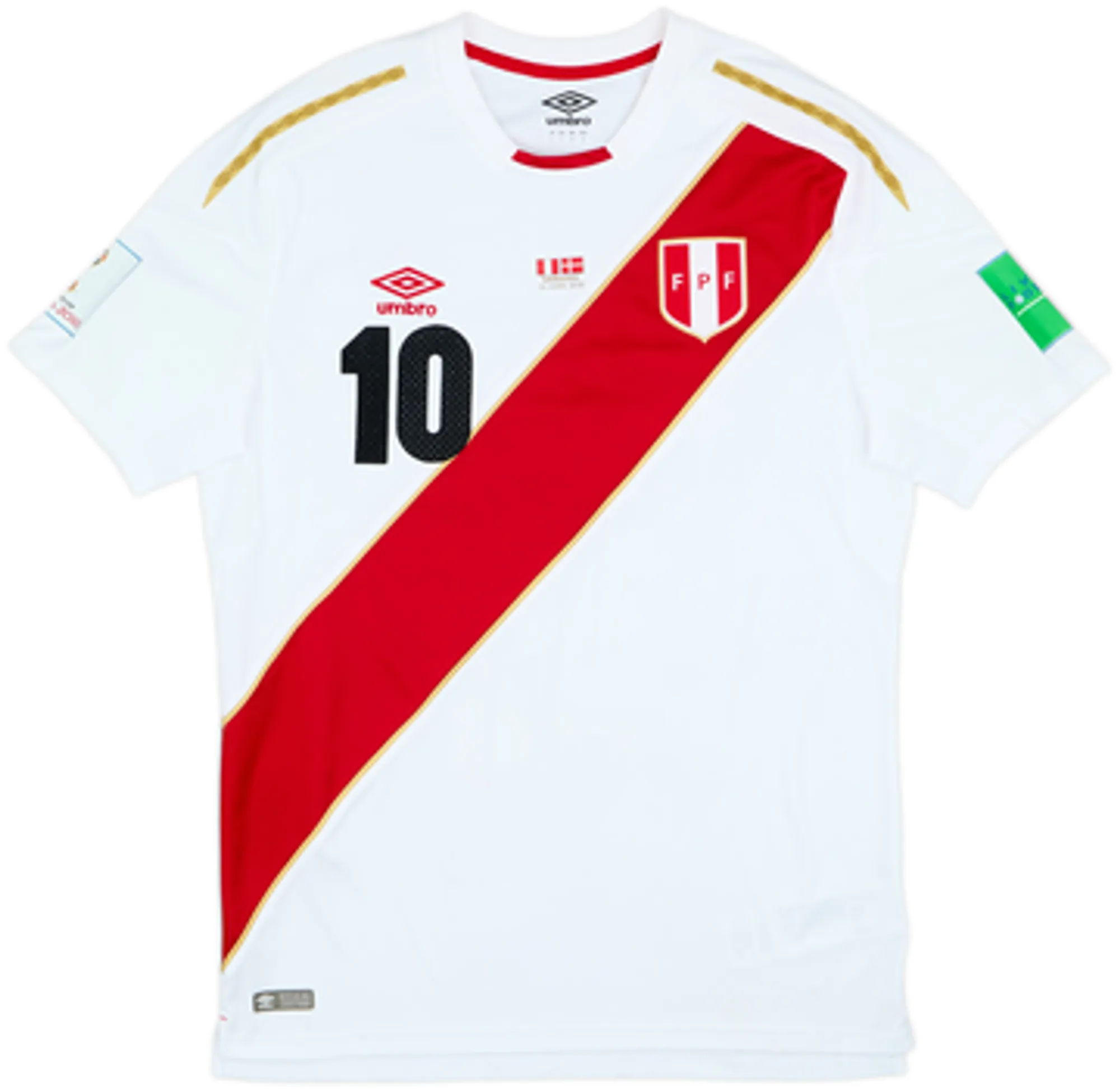 2018 Peru 'vs Denmark' Home Shirt Farfan #10 - 6/10 - (L)