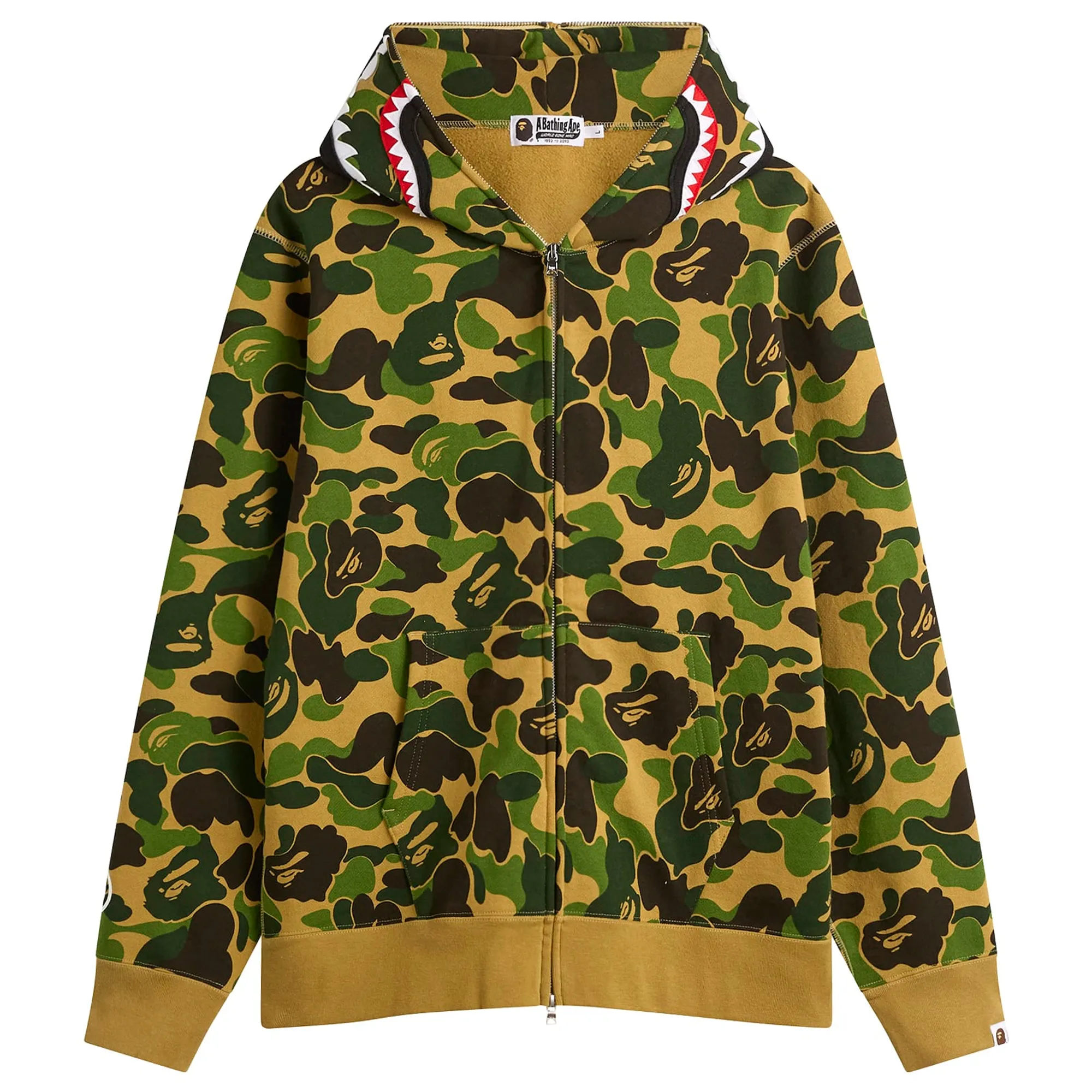 A Bathing Ape Men's ABC Camo Shark Zip Hoodie Green