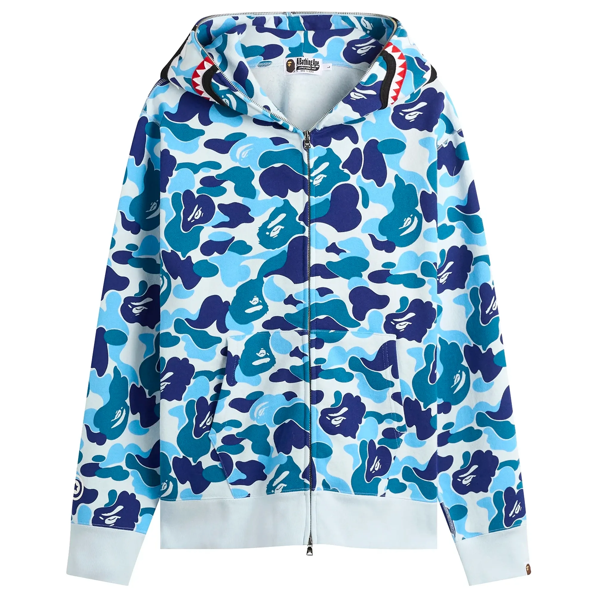 A Bathing Ape Men's ABC Camo Shark Zip Hoodie Blue