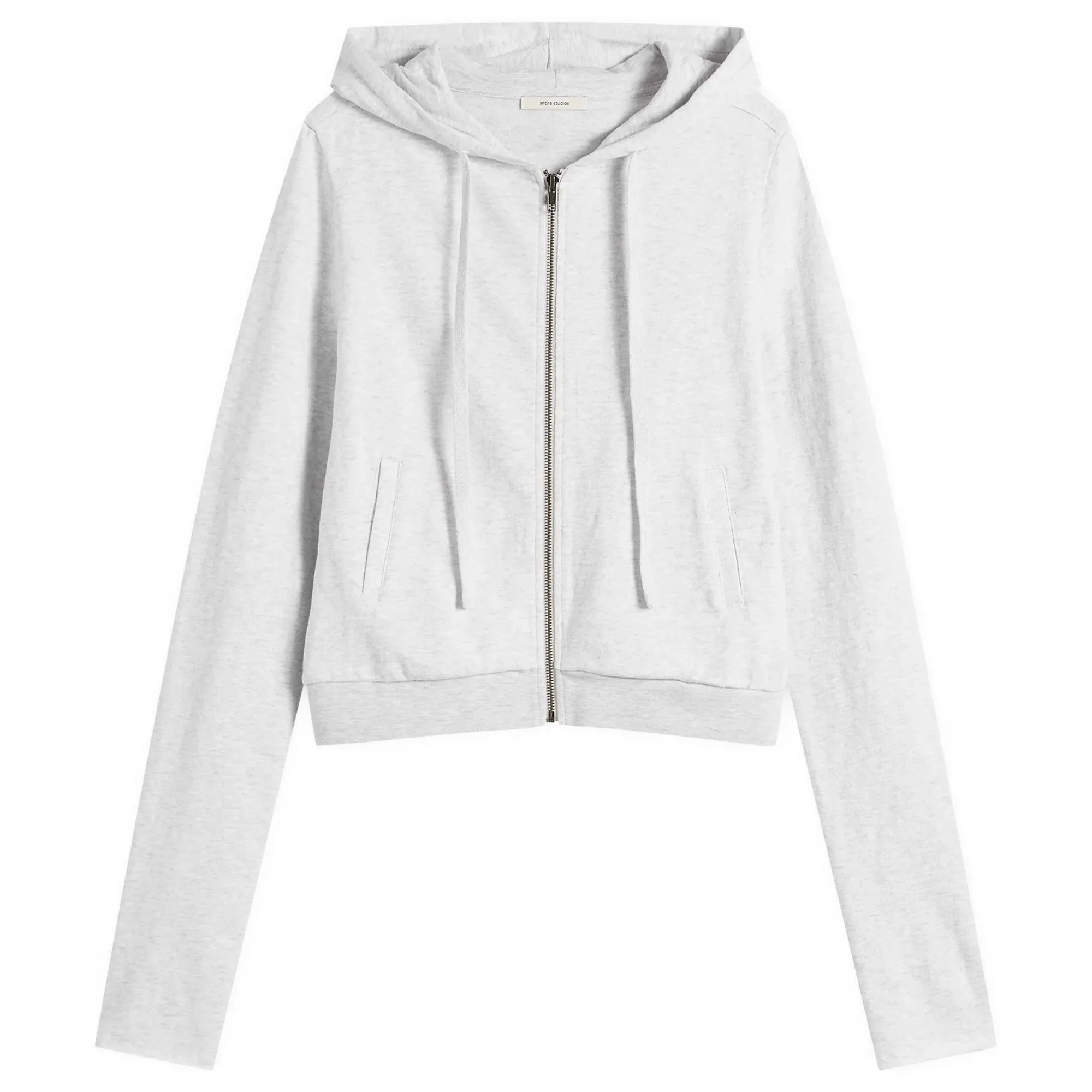 Entire Studios Women's Lightweight Crop Zip-Up Hoodie Heather Grey
