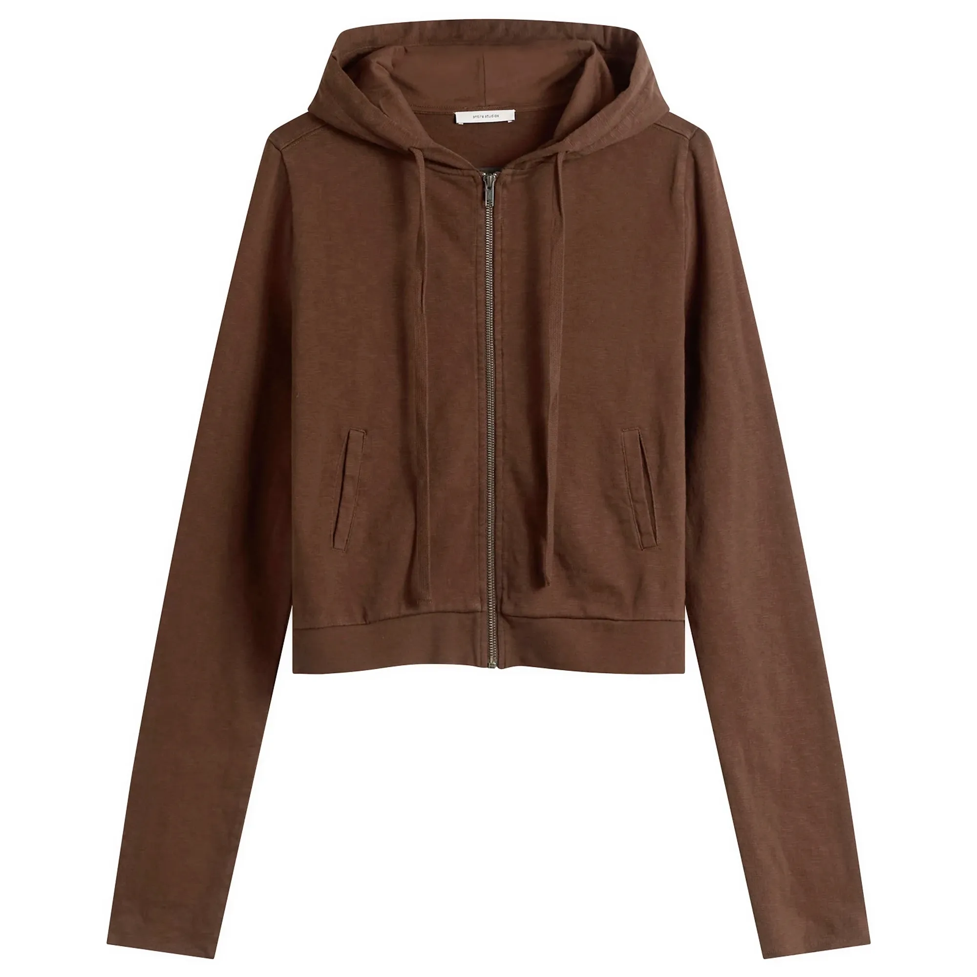 Entire Studios Women's Lightweight Crop Zip-Up Hoodie Brunette