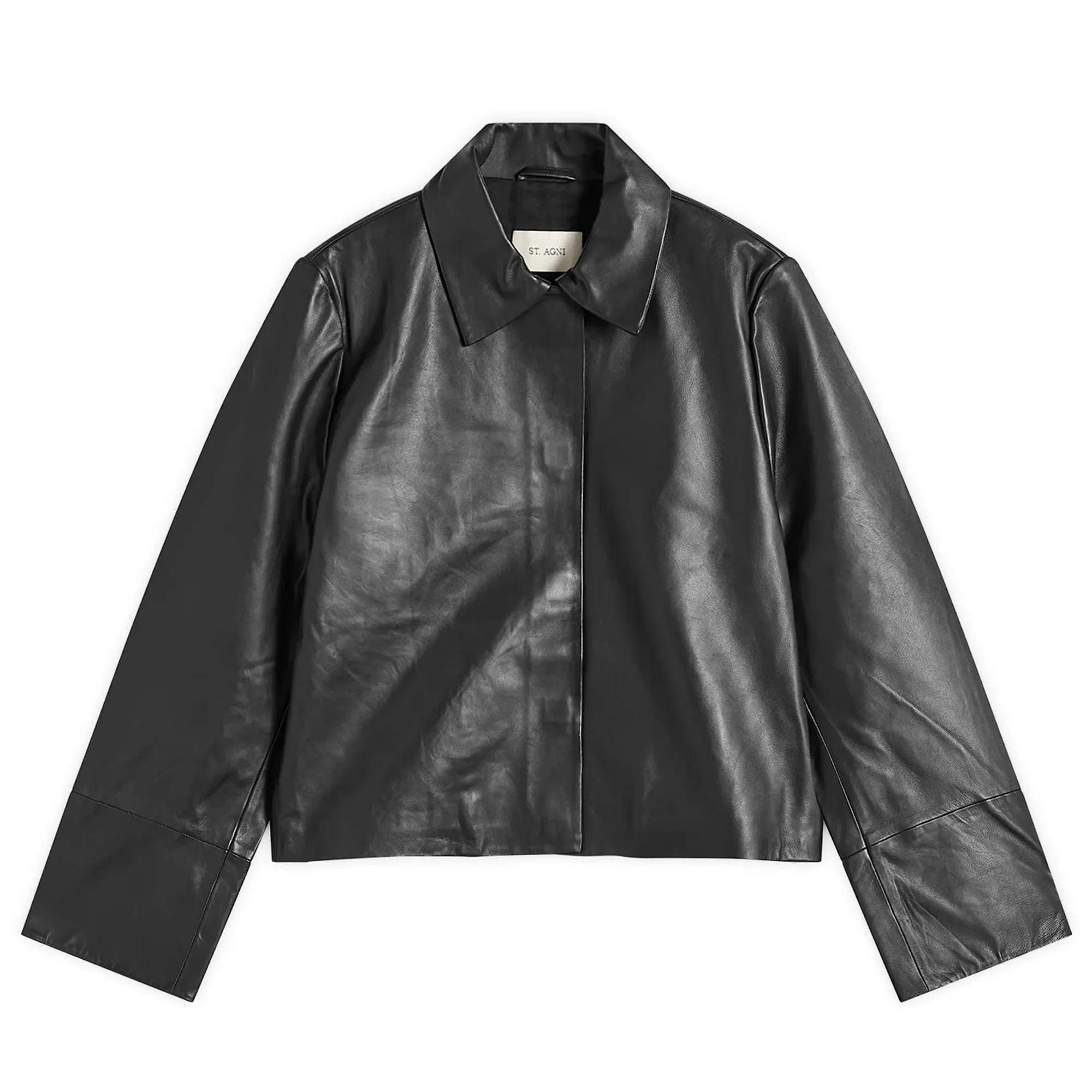 ST. Agni Women's Leather Minimal Jacket Black