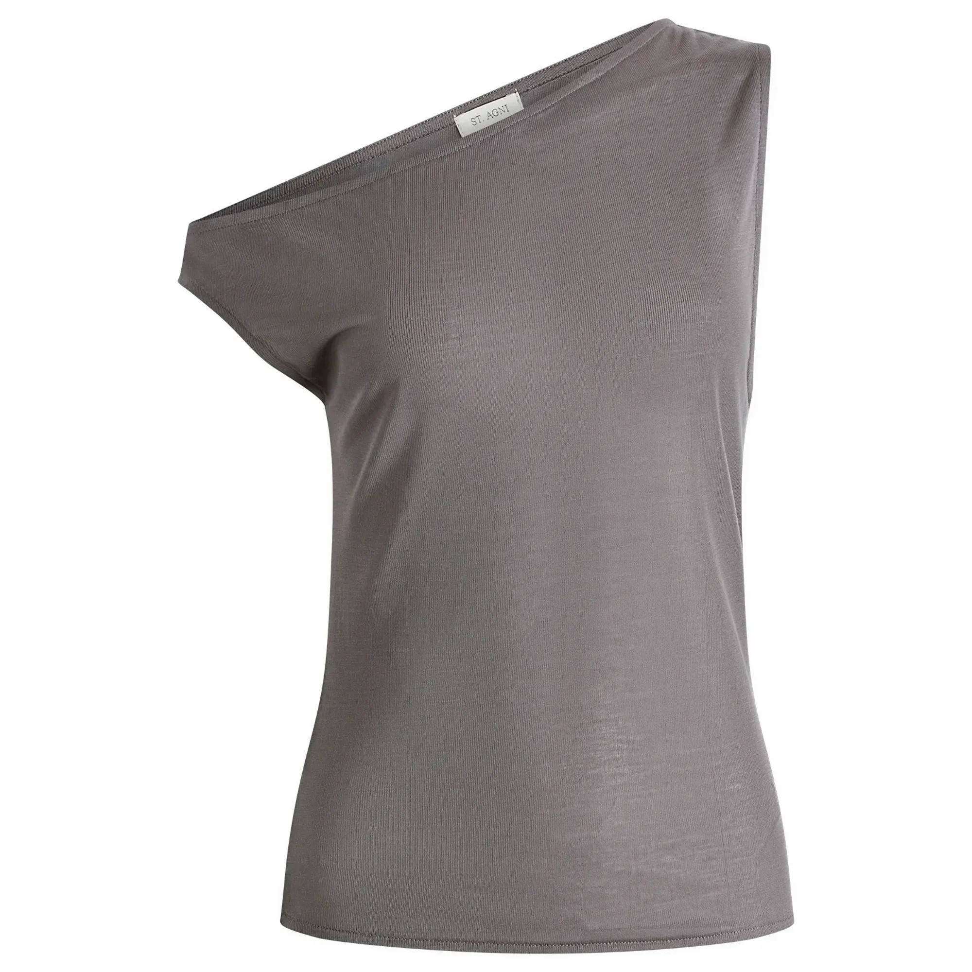 ST. Agni Women's Fine Jersey Asymm Top Soot