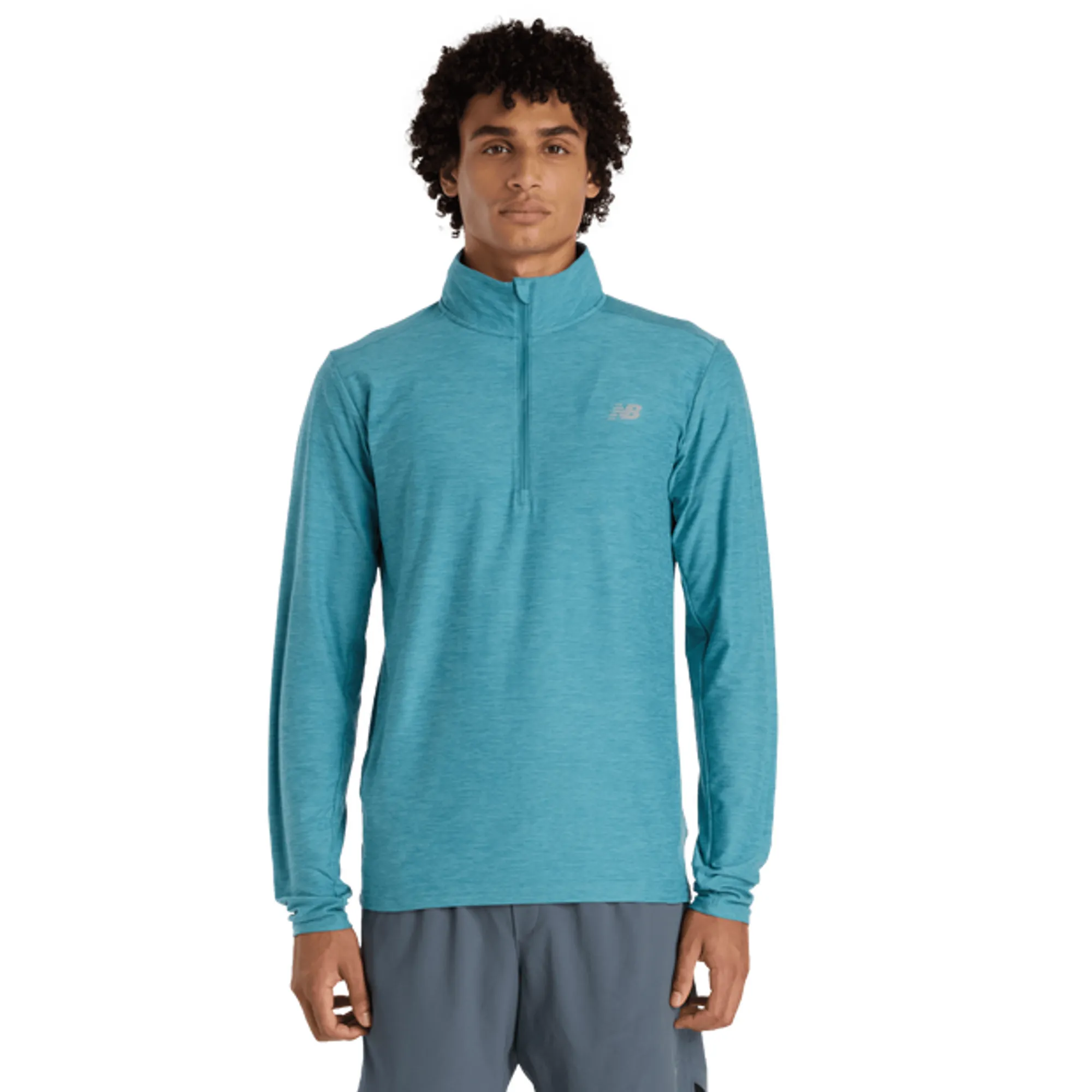 New Balance Space Dye 1/4 Zip Men Track Tops - Teal