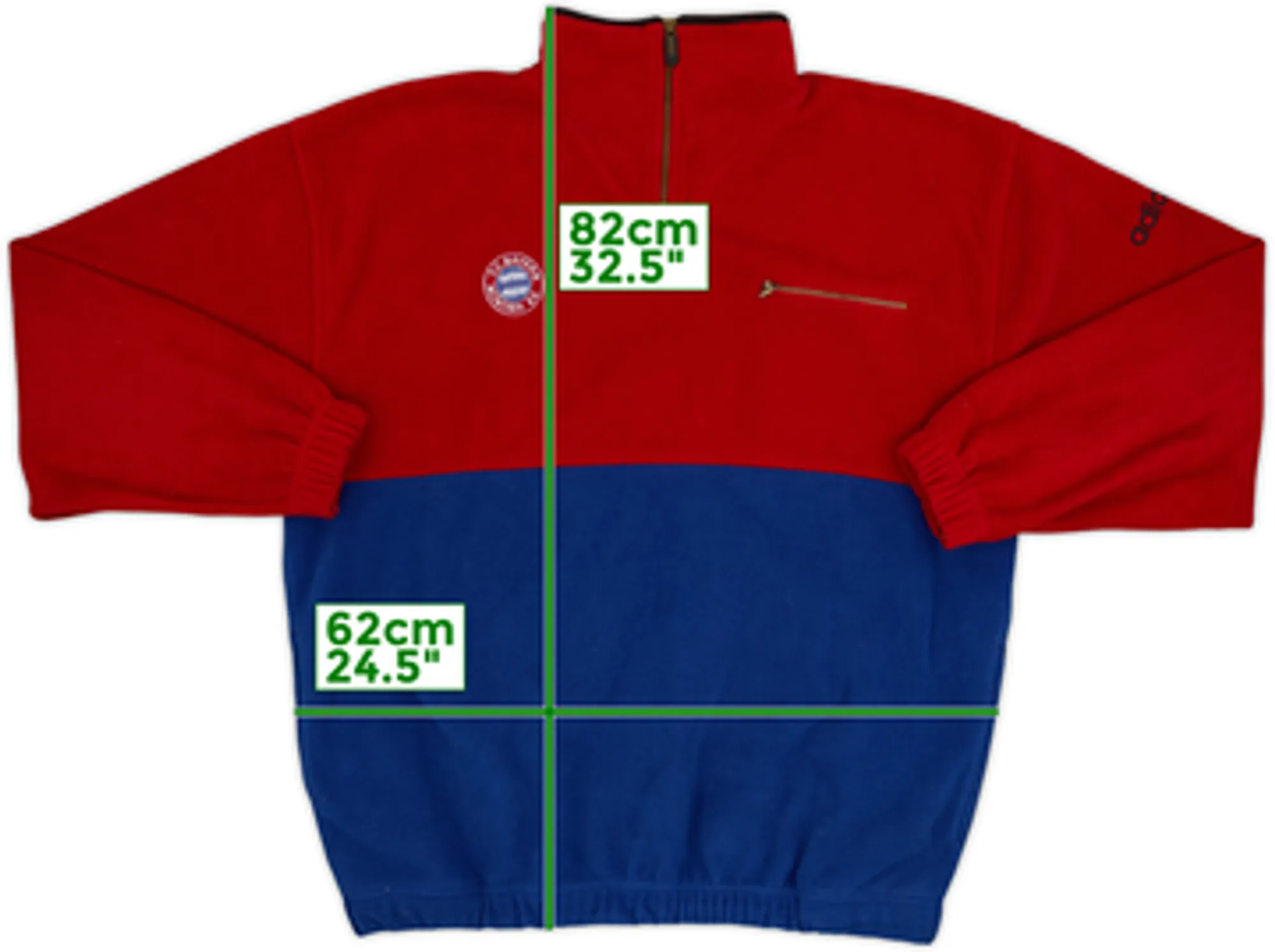 1995-96 Bayern Munich adidas 1/4 Zip Fleece Top - 9/10 - (L/XL)