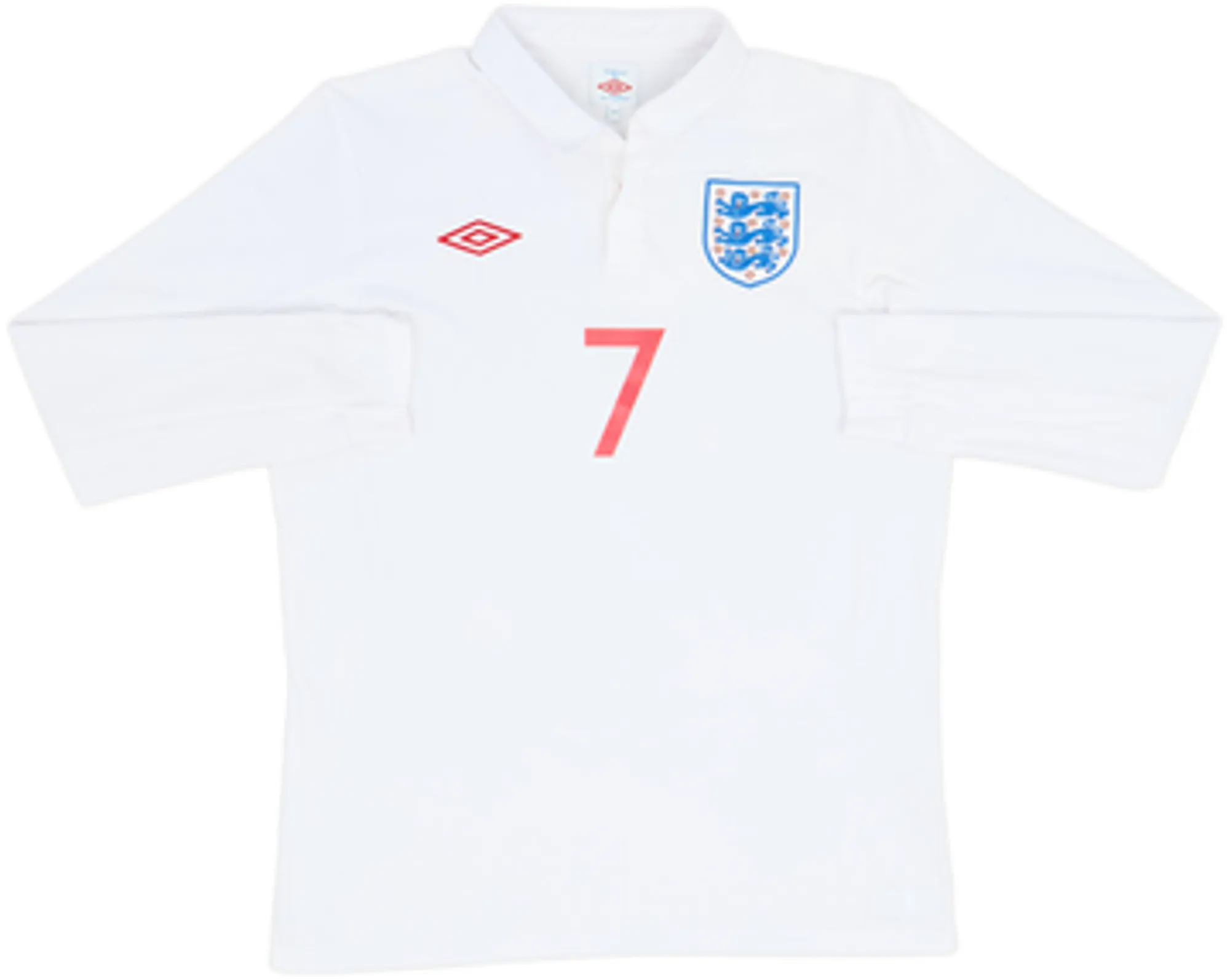 2009-10 England Home L/S Shirt Beckham #7 - 7/10 - (M)