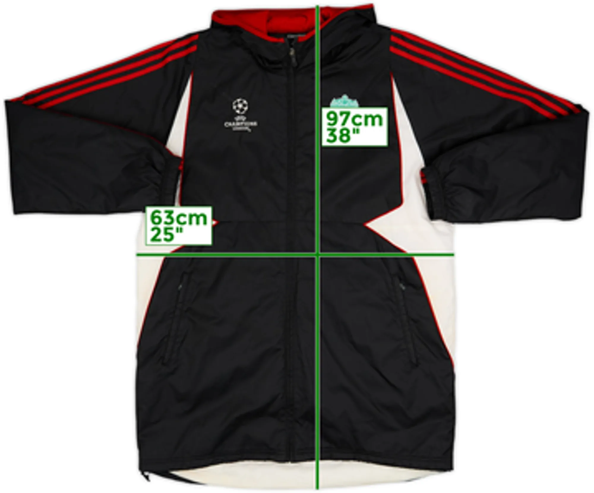 2007-08 Liverpool adidas CL Hooded Padded Bench Coat - 5/10 - (L/XL)