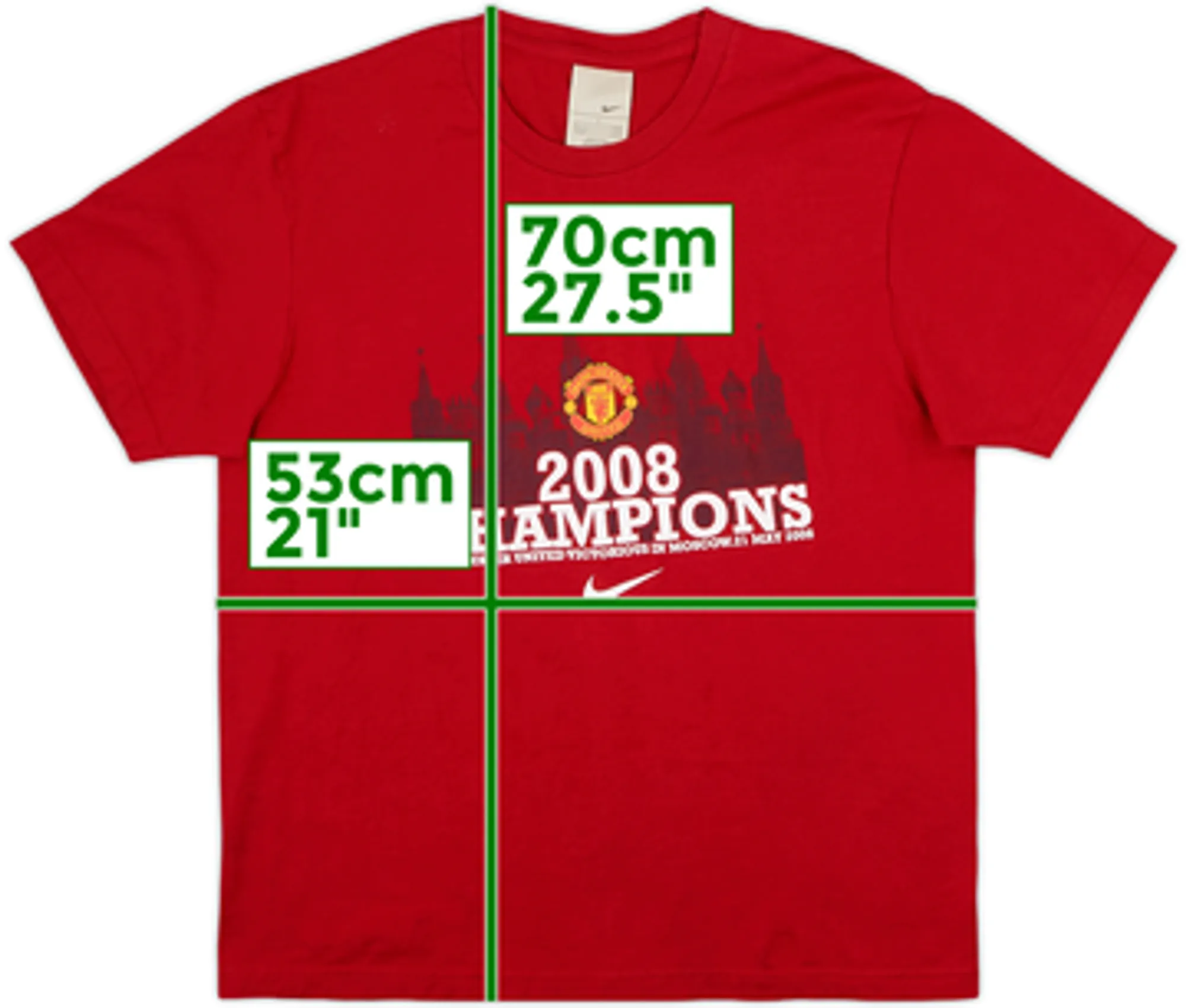2008 Manchester United Nike 'Champions League Winners' Graphic Tee - 9/10 - (L)