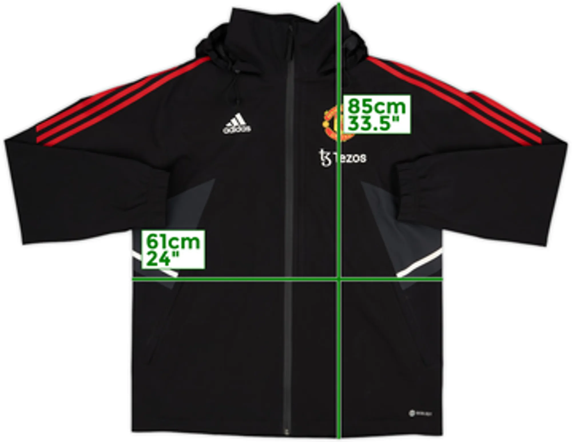 2022-23 Manchester United adidas Hooded Rain Jacket - 8/10 - (L)