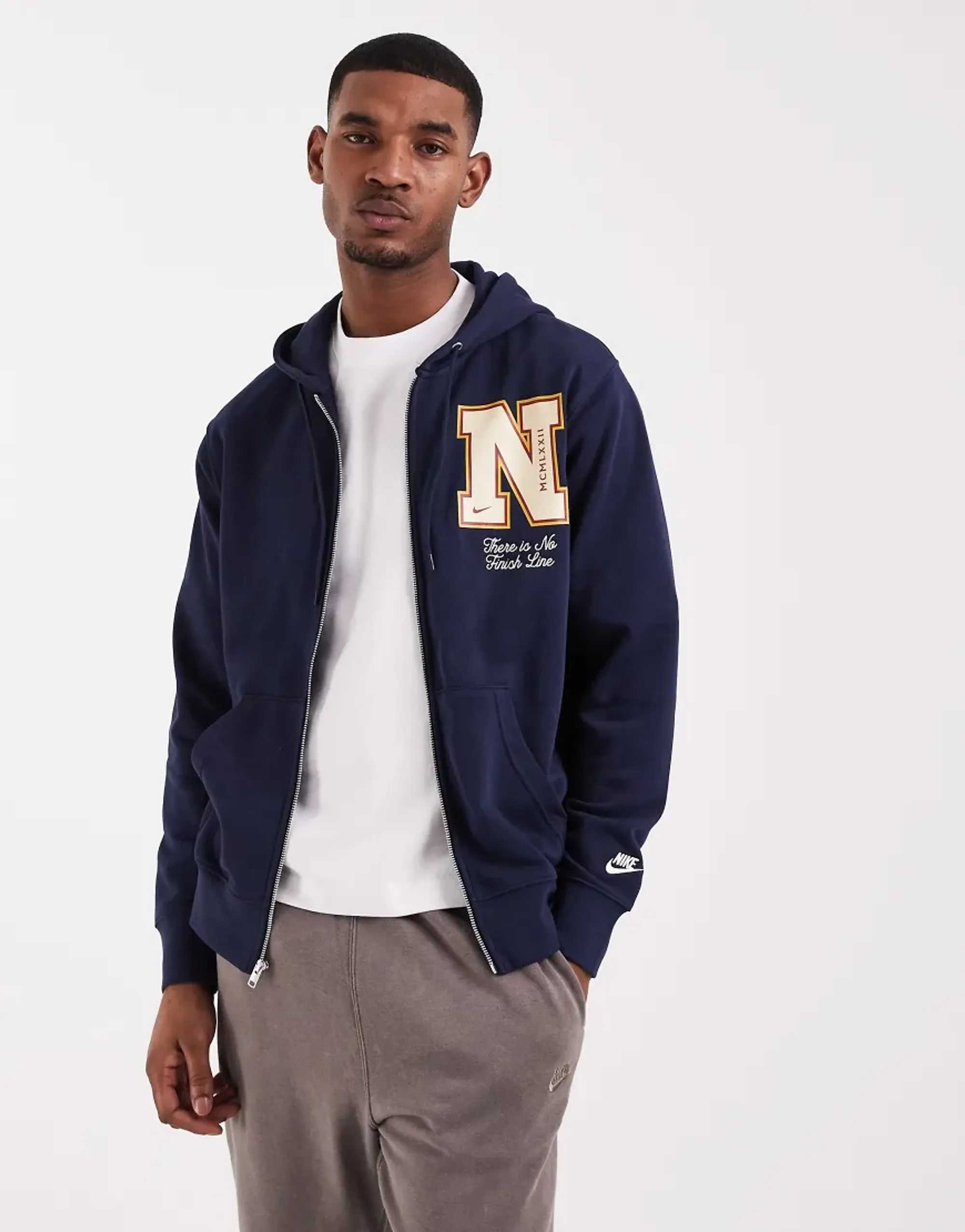 Nike French Terry Full Zip Hoodie In Navy