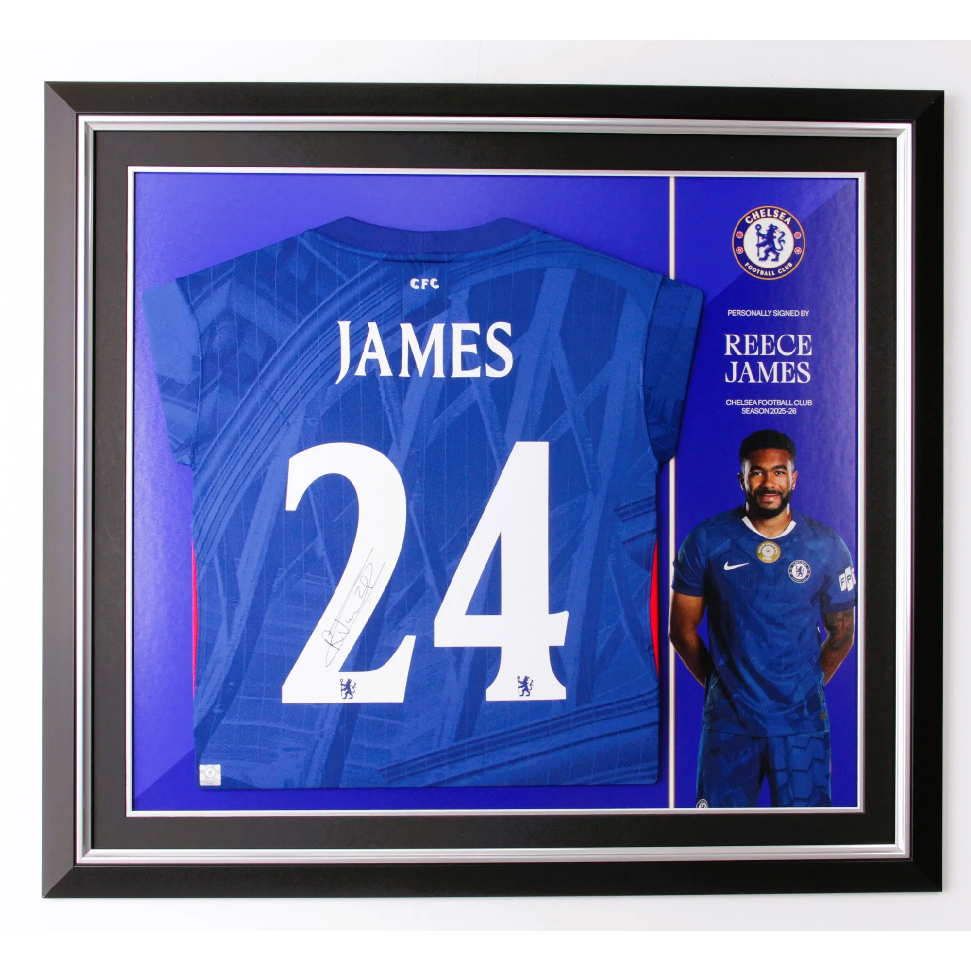 Chelsea 2025-26 Signed Reece James Framed Shirt
