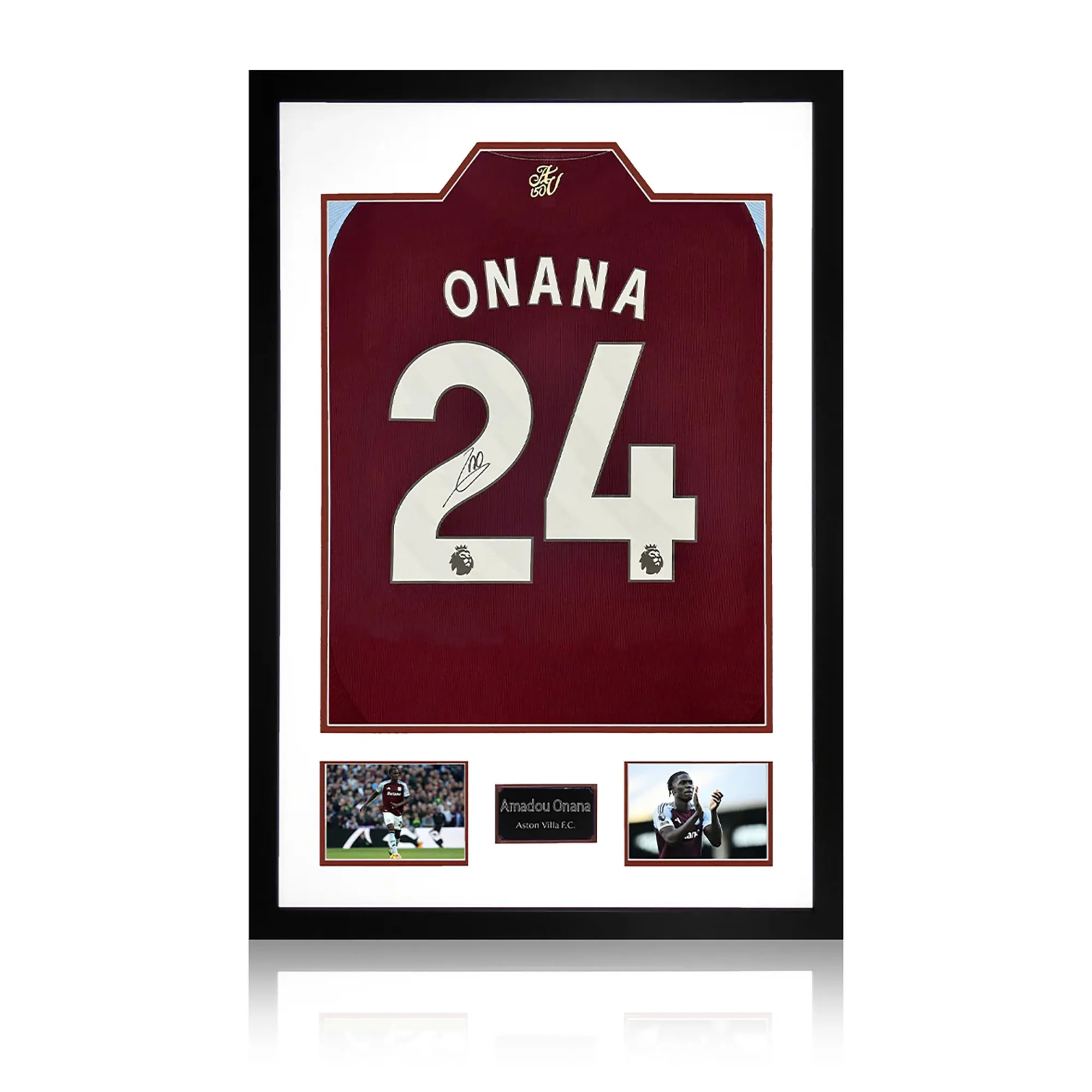 Aston Villa Amadou Onana Signed Shirt Premium Frame