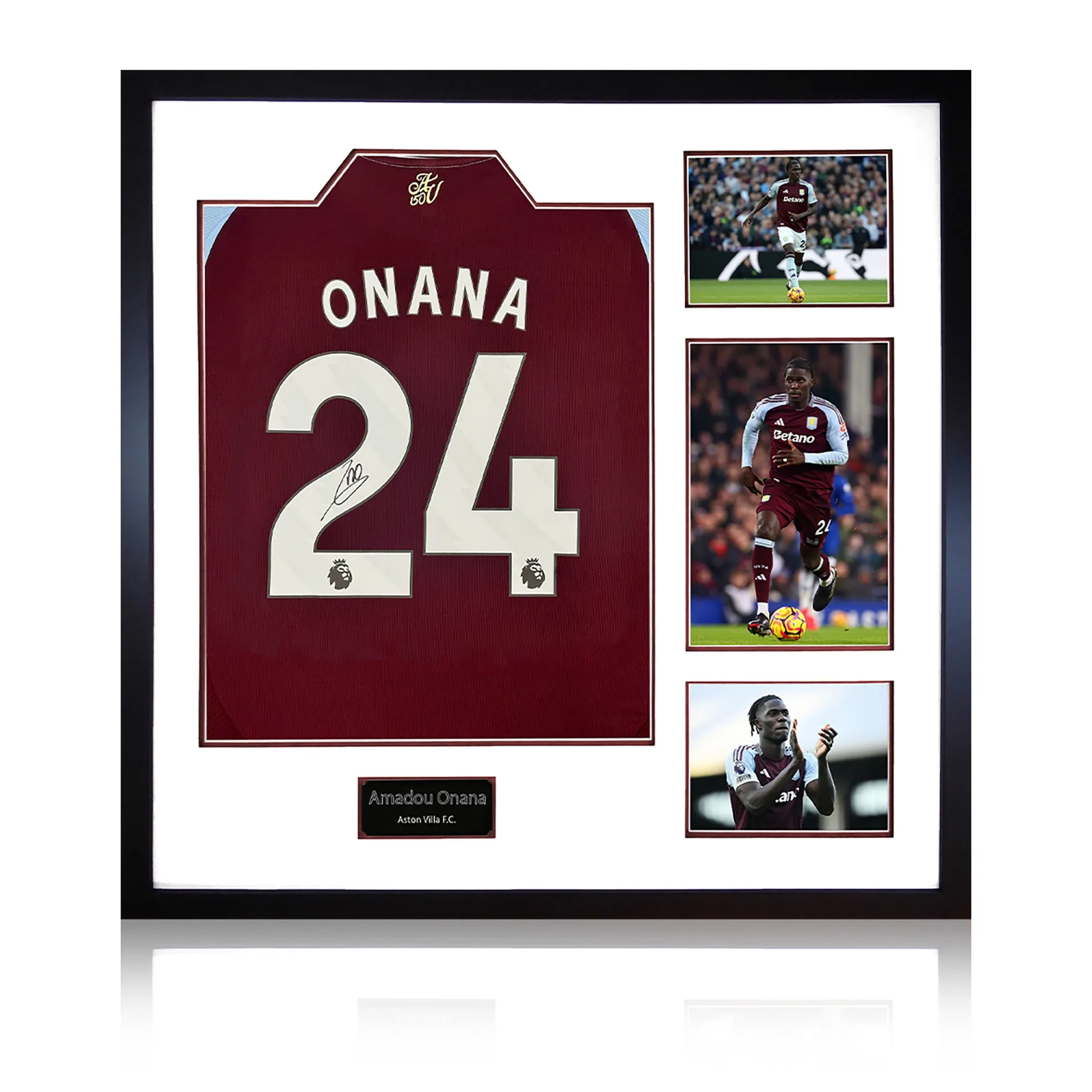 Aston Villa Amadou Onana Signed Shirt Elite Frame