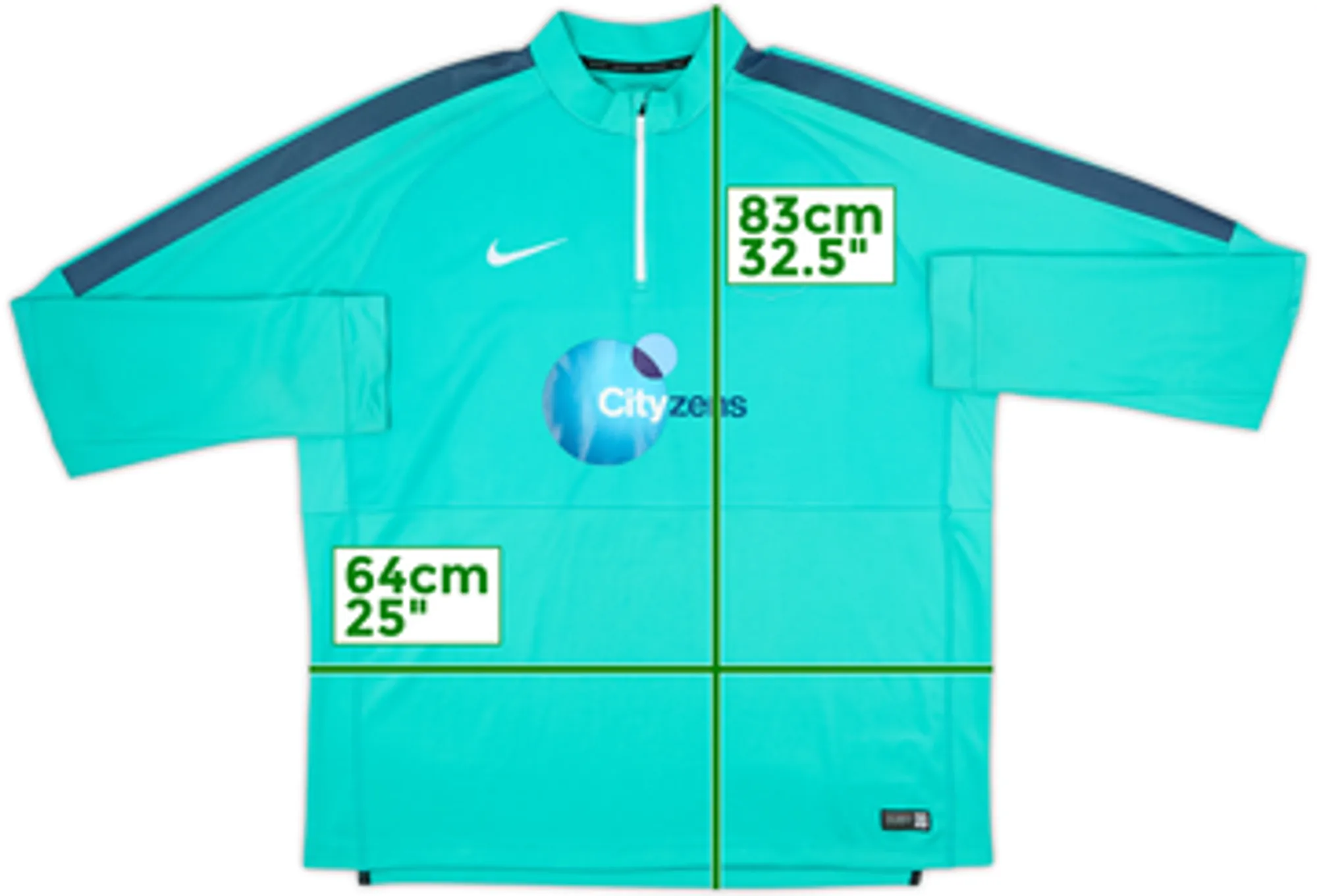 2015-16 Manchester City Player Issue Nike 1/4 Zip Drill Top - 6/10 - (XXL)