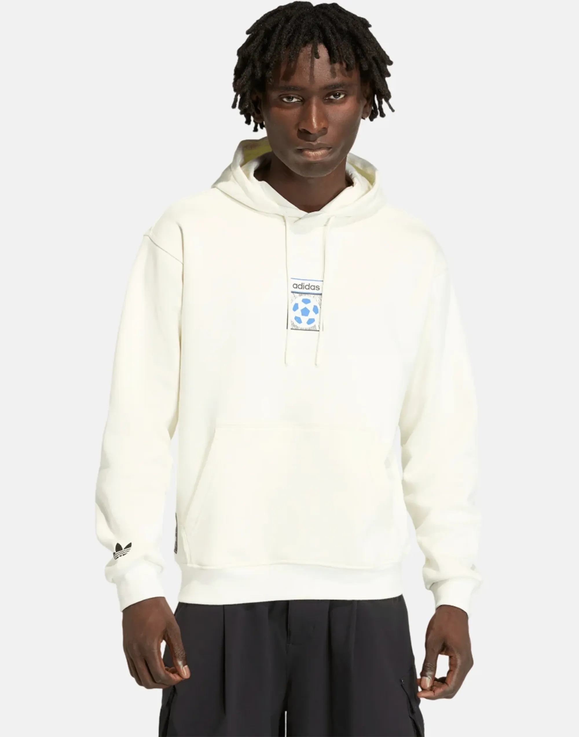 Men's Adidas Originals Flag Graphic Hoodie in Cream/White 