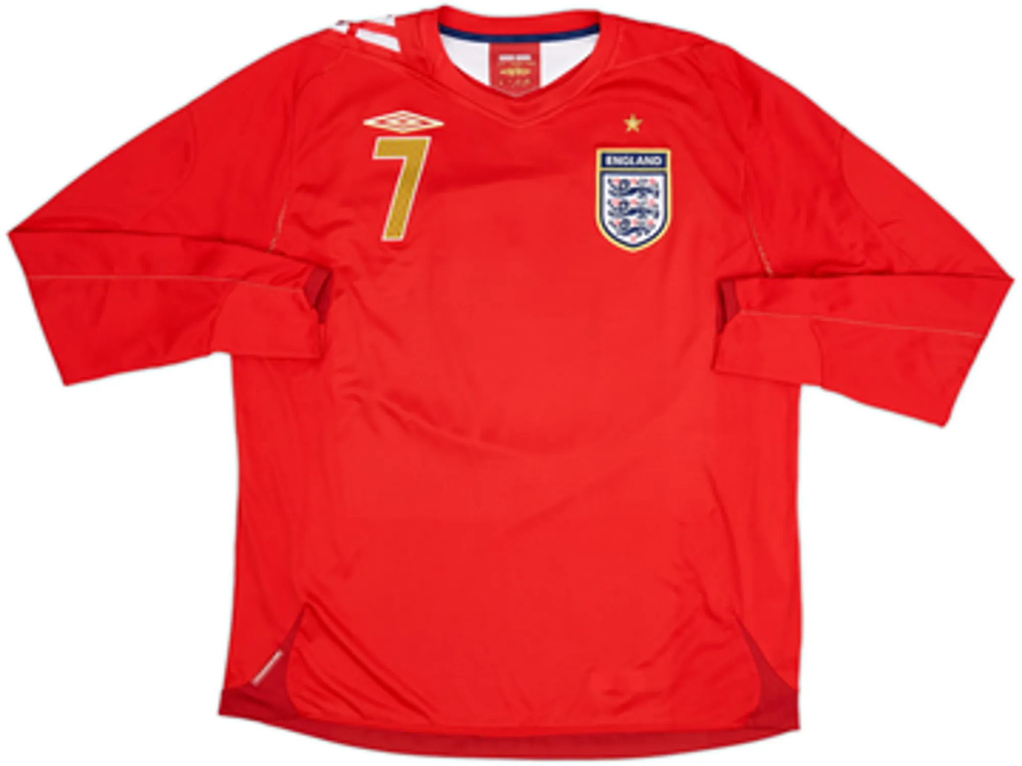 2006-08 England Away L/S Shirt Beckham #7 - 5/10 - (XL)