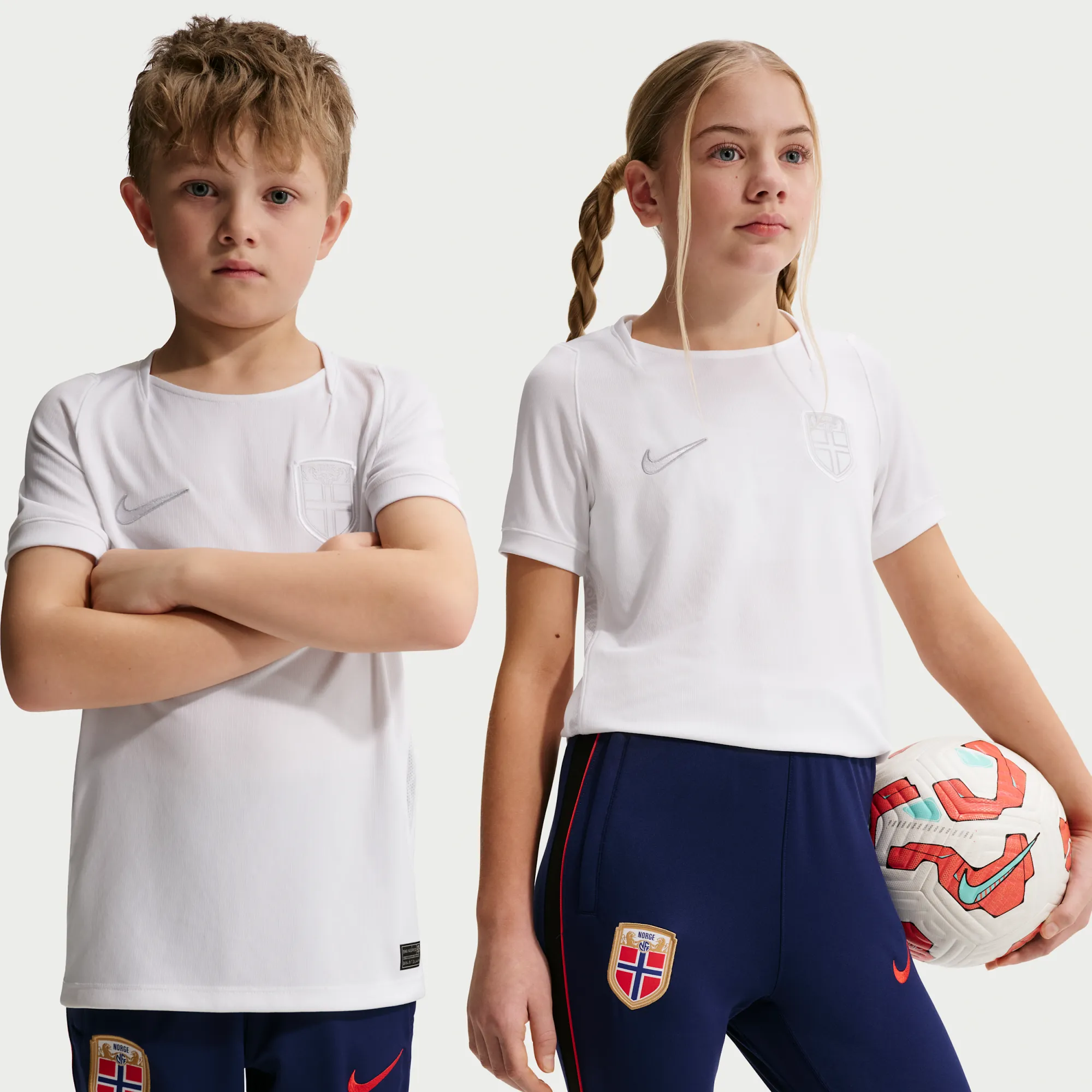 Norway 2026 Stadium Third Older Kids' Nike Dri-FIT Football Replica Shirt - White - Polyester