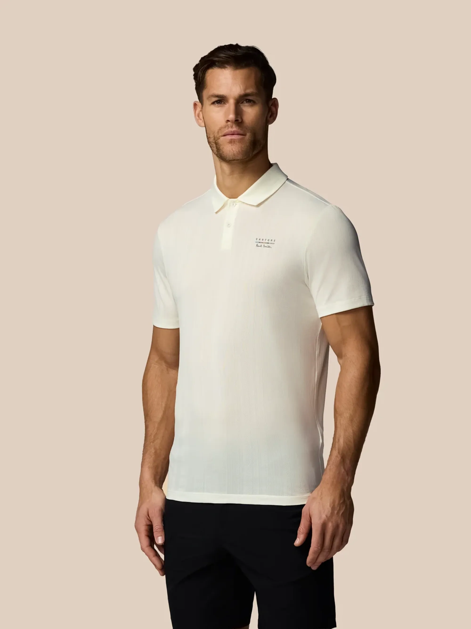 Castore Men’s Castore x Paul Smith Performance Engineered Knit Polo Top - Off White