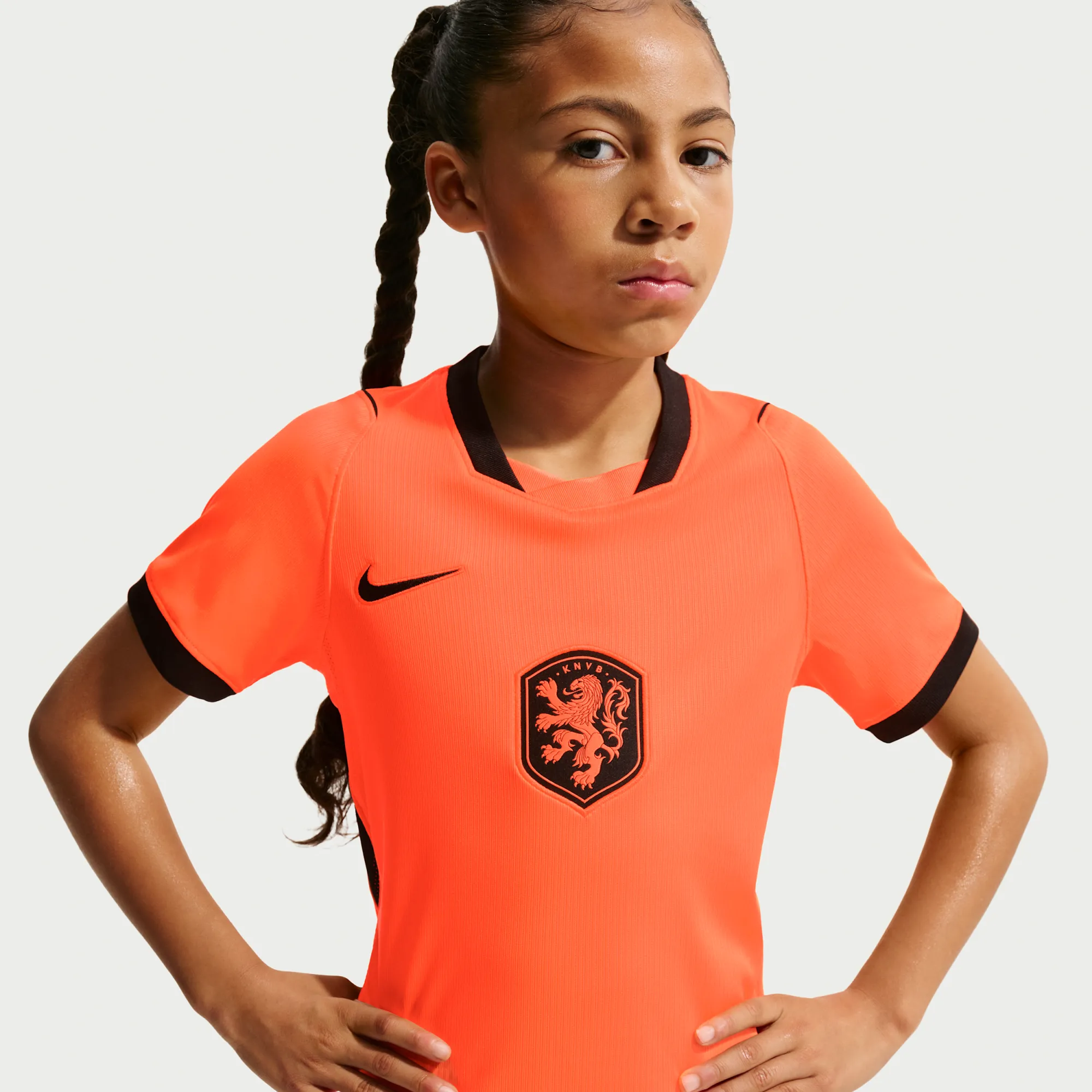 Netherlands 2026 Stadium Home Older Kids' Nike Dri-FIT Football Replica Shirt - Orange - Polyester