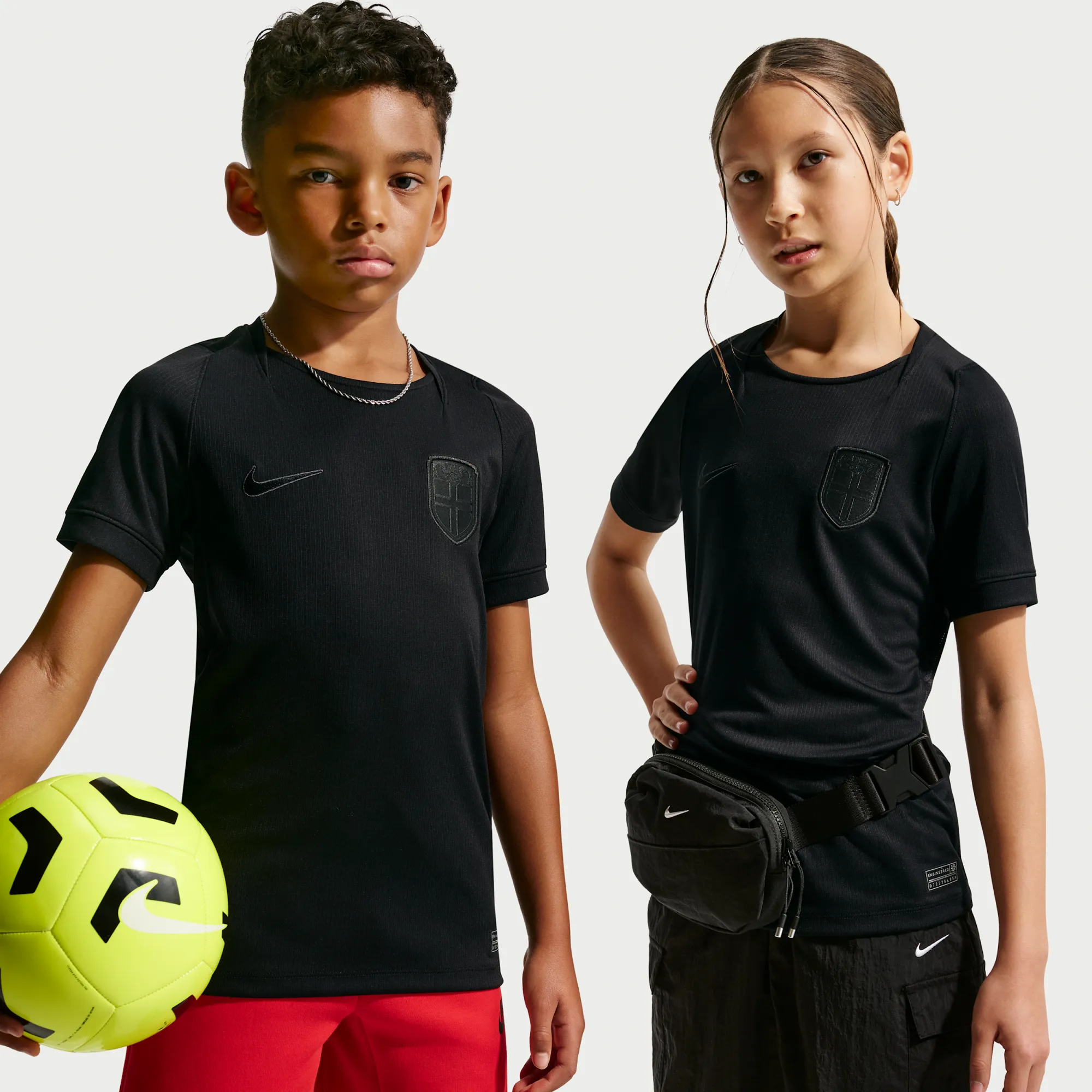 Norway 2026 Stadium Away Older Kids' Nike Dri-FIT Football Replica Shirt - Black - Polyester