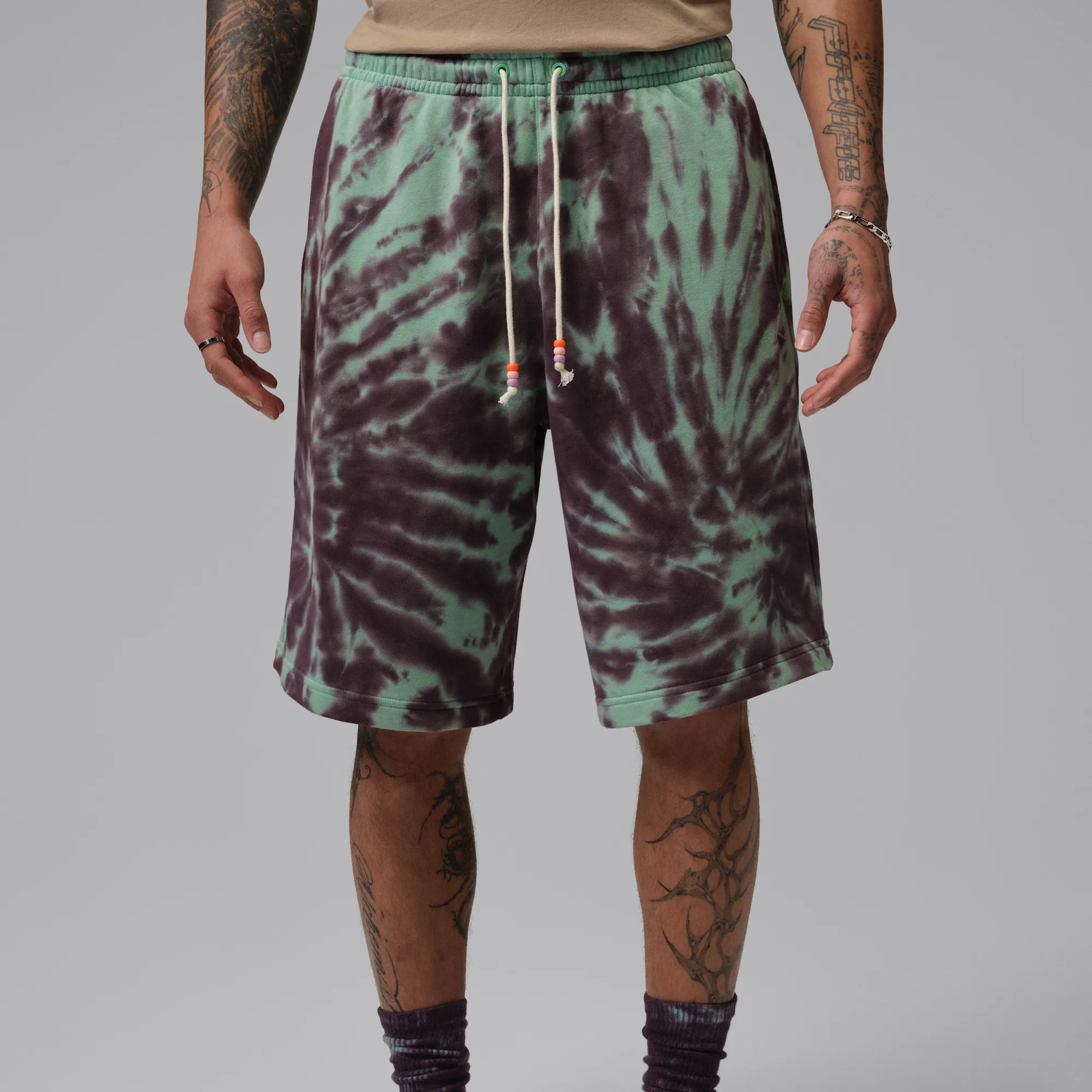 Nike Jordan Brooklyn Fleece Men's Tie-Dye Festival Shorts - Green - Fleece