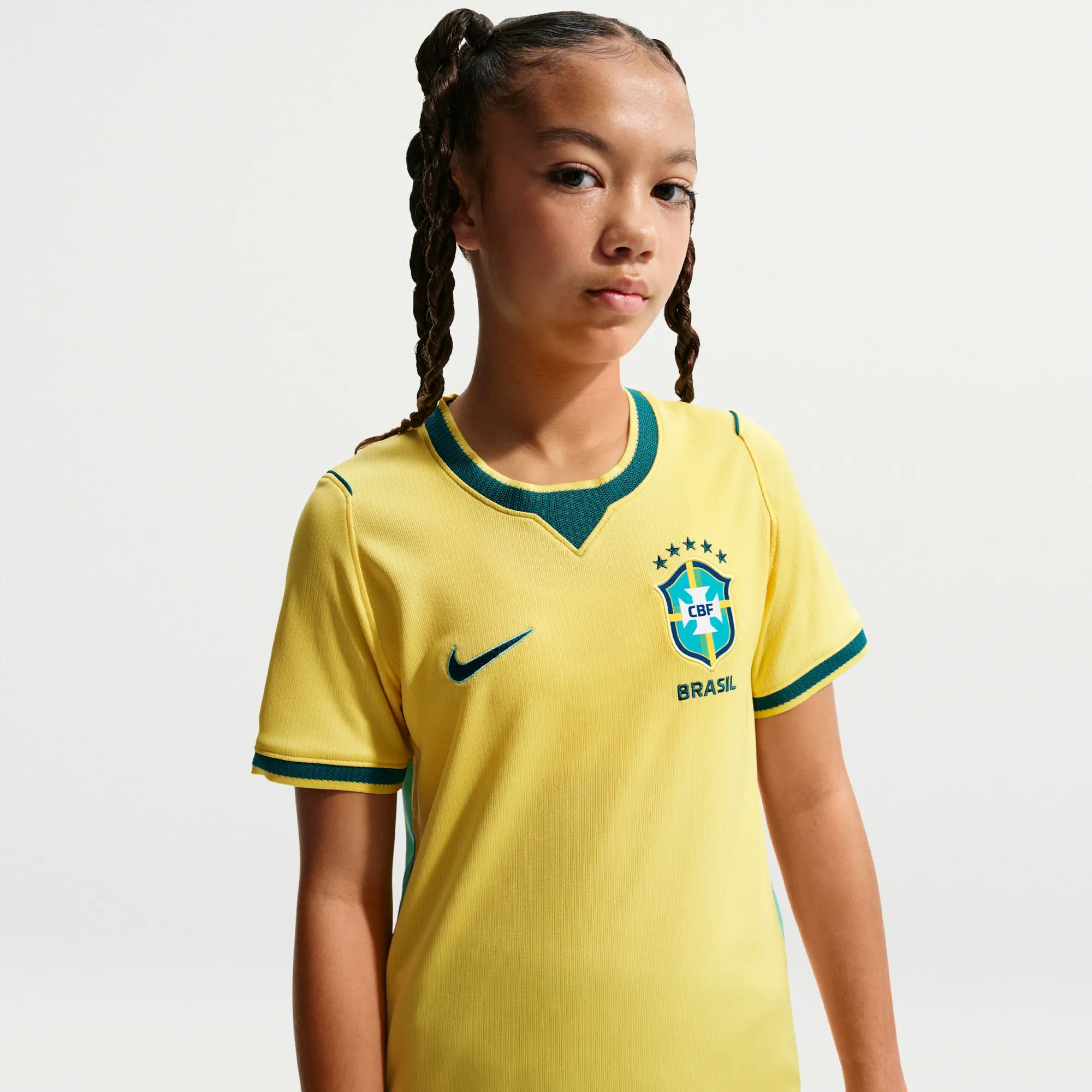 Brazil 2026 Stadium Home Older Kids' Nike Dri-FIT Football Replica Shirt - Yellow - Polyester