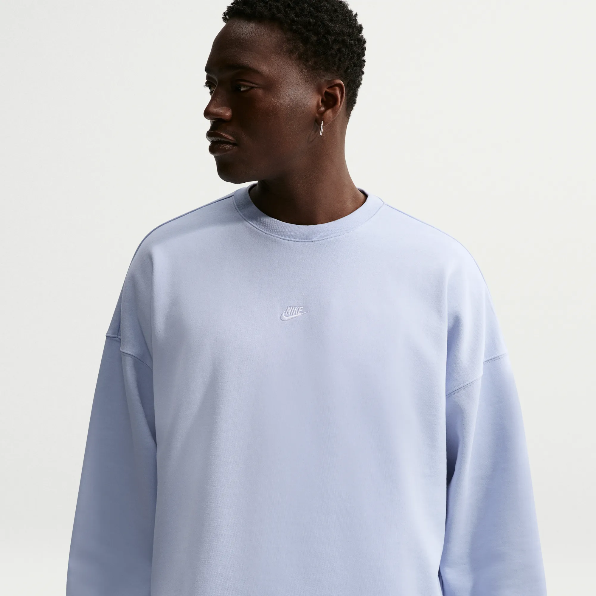 Nike Club Oversized French-Terry Crew-Neck Sweatshirt - Blue - Fleece