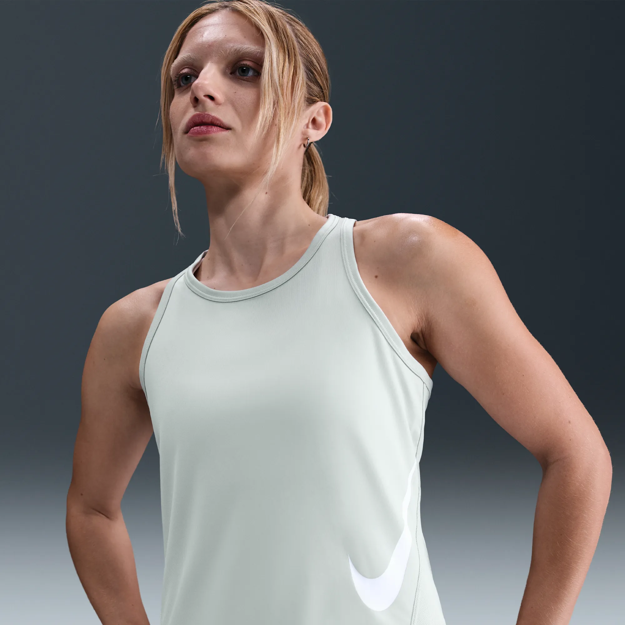 Nike Tempo Swoosh Run Women's Dri-FIT Running Tank Top - Grey - Polyester