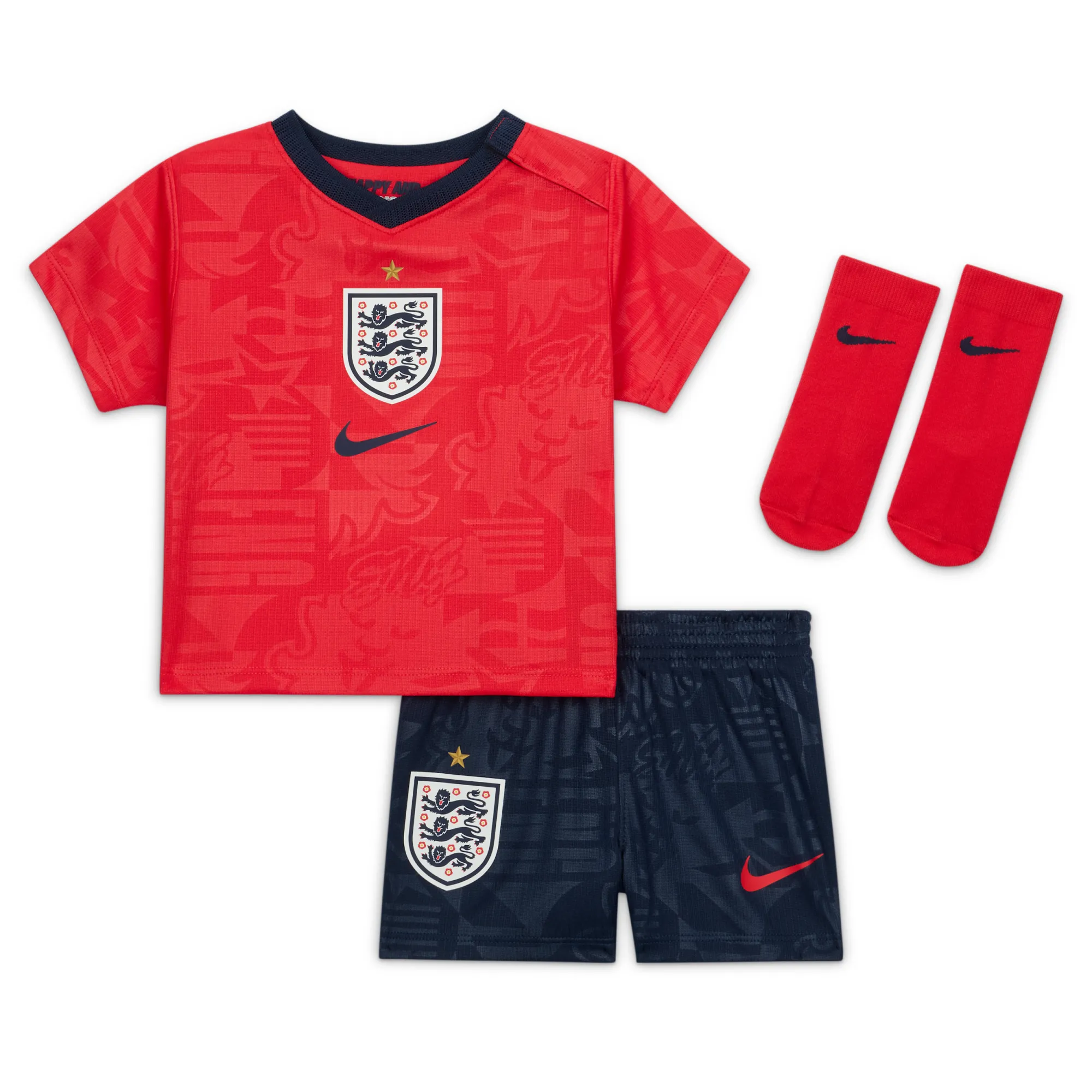 England 2026 Stadium Away Baby/Toddler Nike Football Replica 3-Piece Kit - Red - Polyester