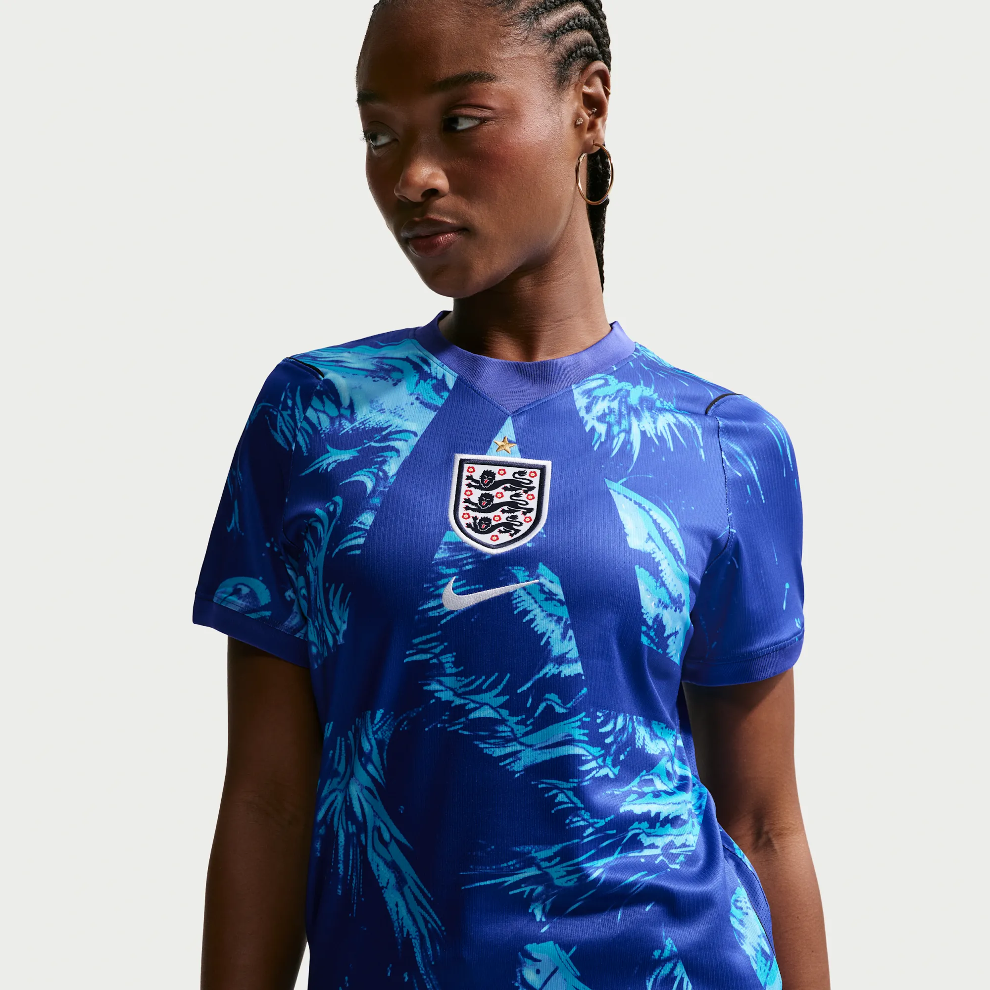 England 2026 Stadium Goalkeeper Men's Nike Dri-FIT Football Replica Short-Sleeve Shirt - Blue - Polyester