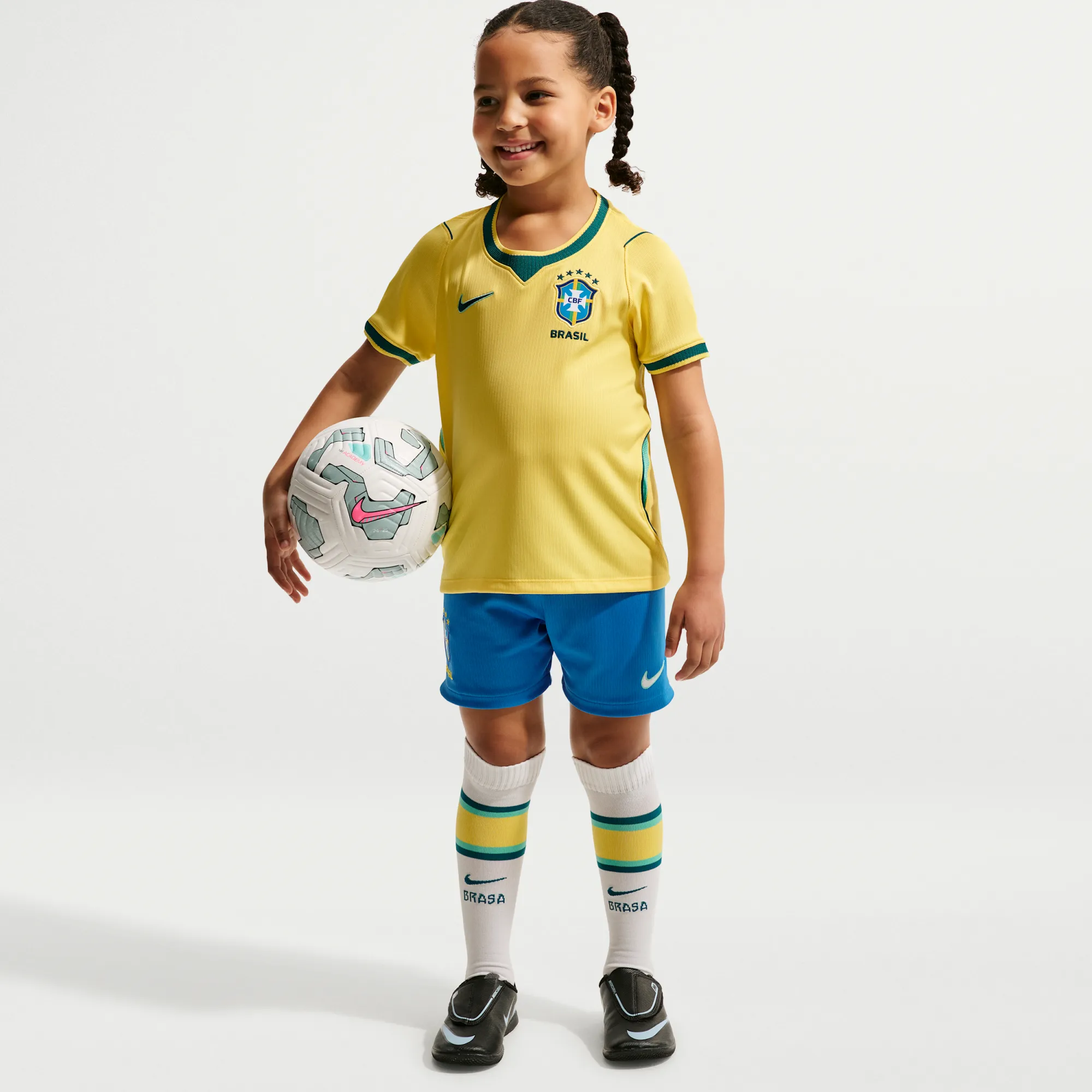 Brazil 2026 Stadium Home Younger Kids' Nike Football Replica 3-Piece Kit - Yellow - Polyester