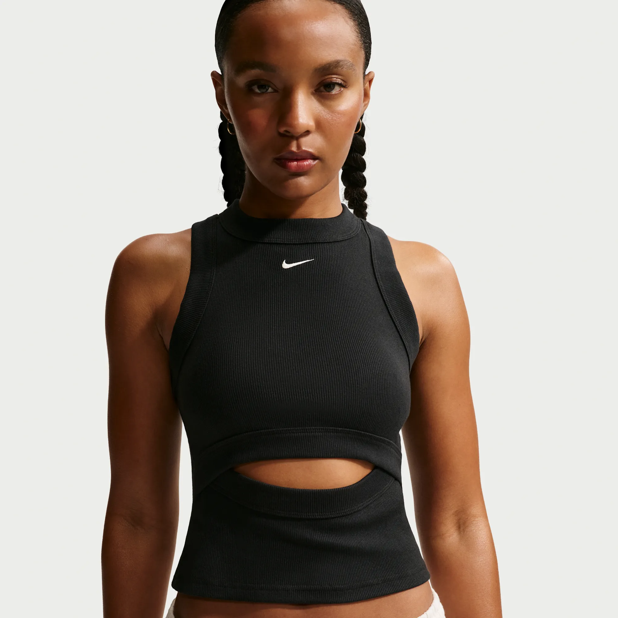Nike Chill Knit Women's Tight Ribbed Tank Top - Black - Cotton/Elastane
